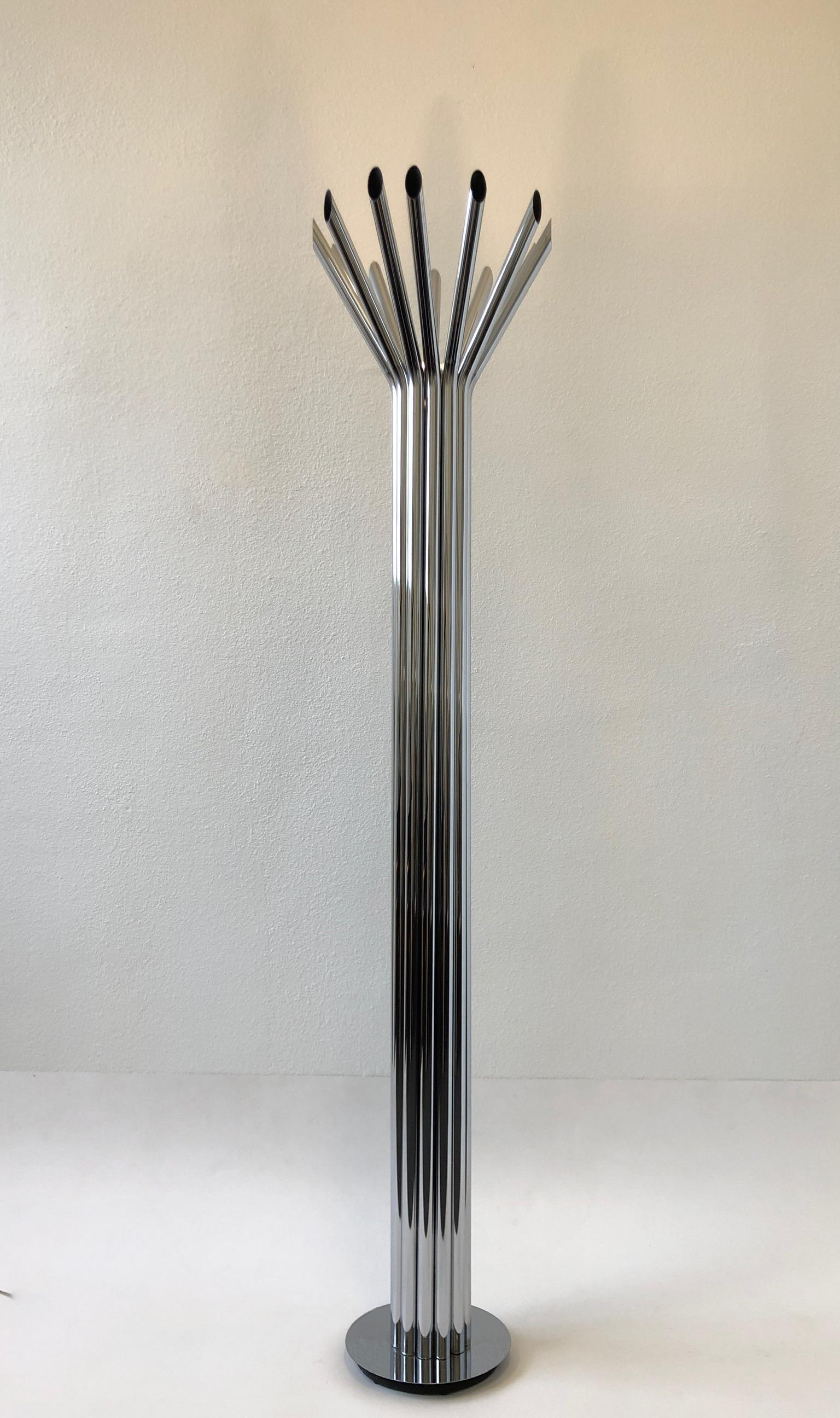 Chrome Torchiere Floor Lamp by George Kovacs For Sale 2