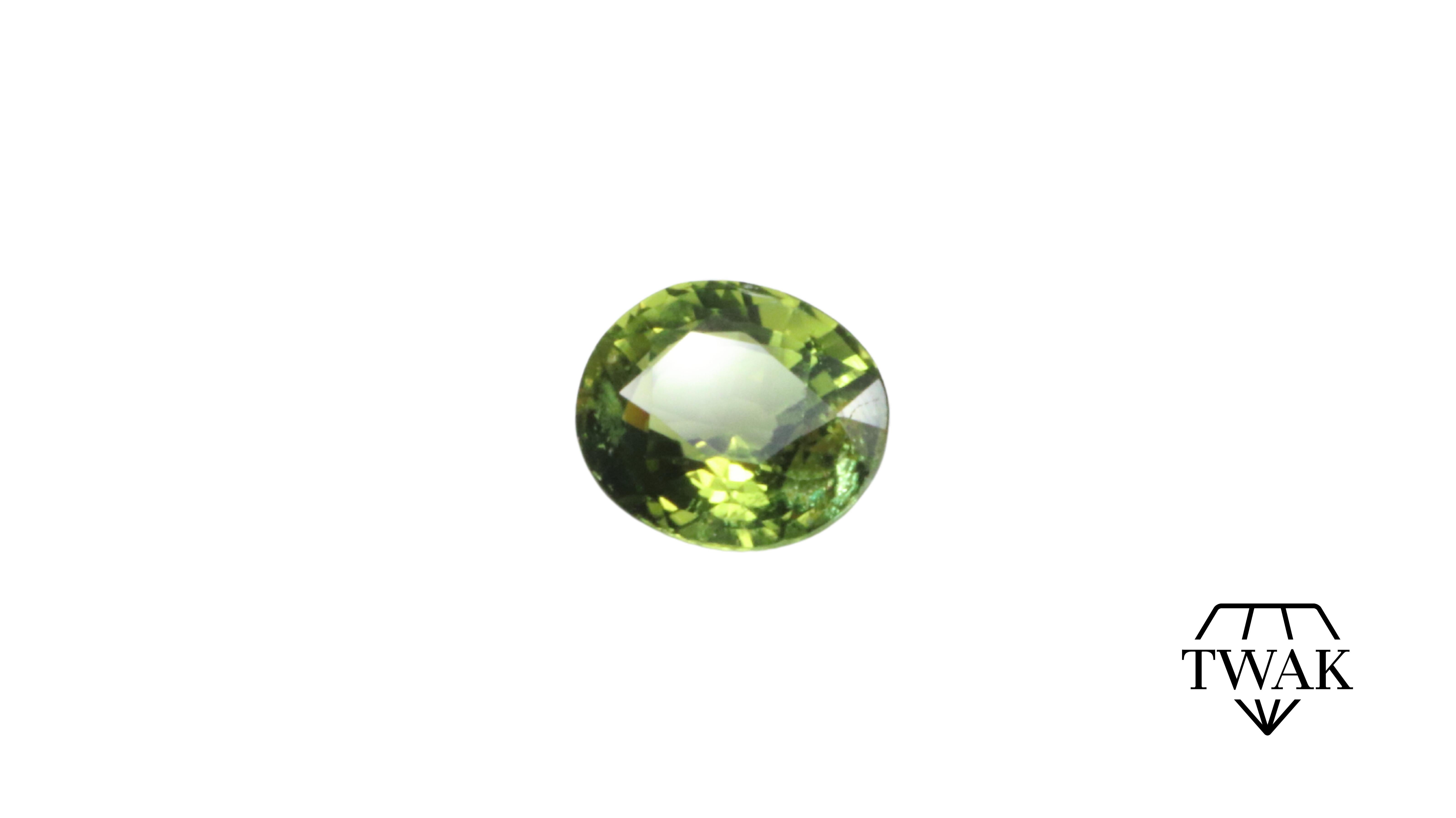 Chrome tourmaline has its color due to the presence of the element chromium, which is the same element that gives the red in ruby and green in emeralds. It may also contain traces of Vanadium and is highly sought after due to its rare