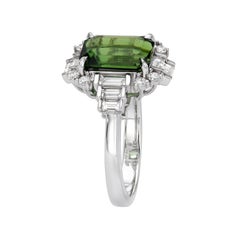 Exquisite 3.15 Carat Chrome Tourmaline Ring in 18K White Gold – Luxury Gemstone