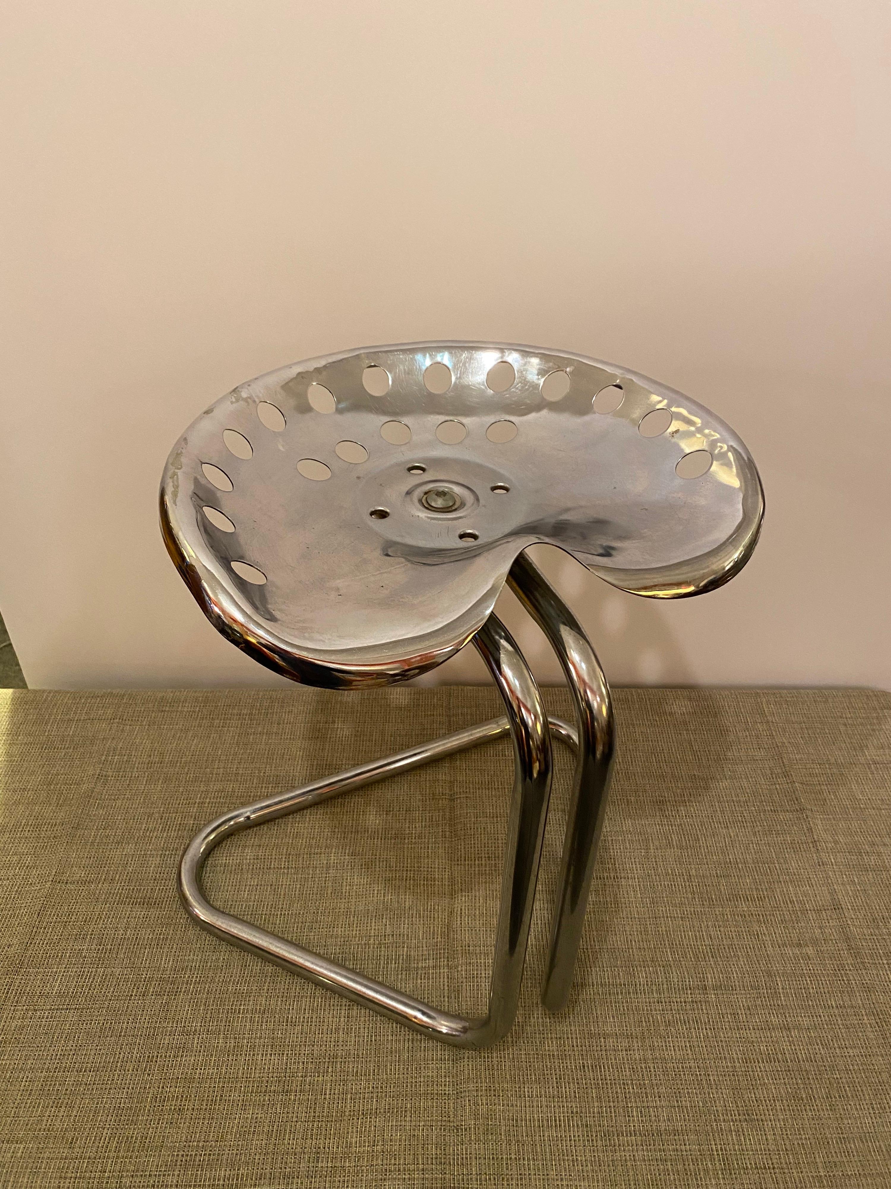 Chrome Tractor Seat Stool in the Style of Castiglioni 1