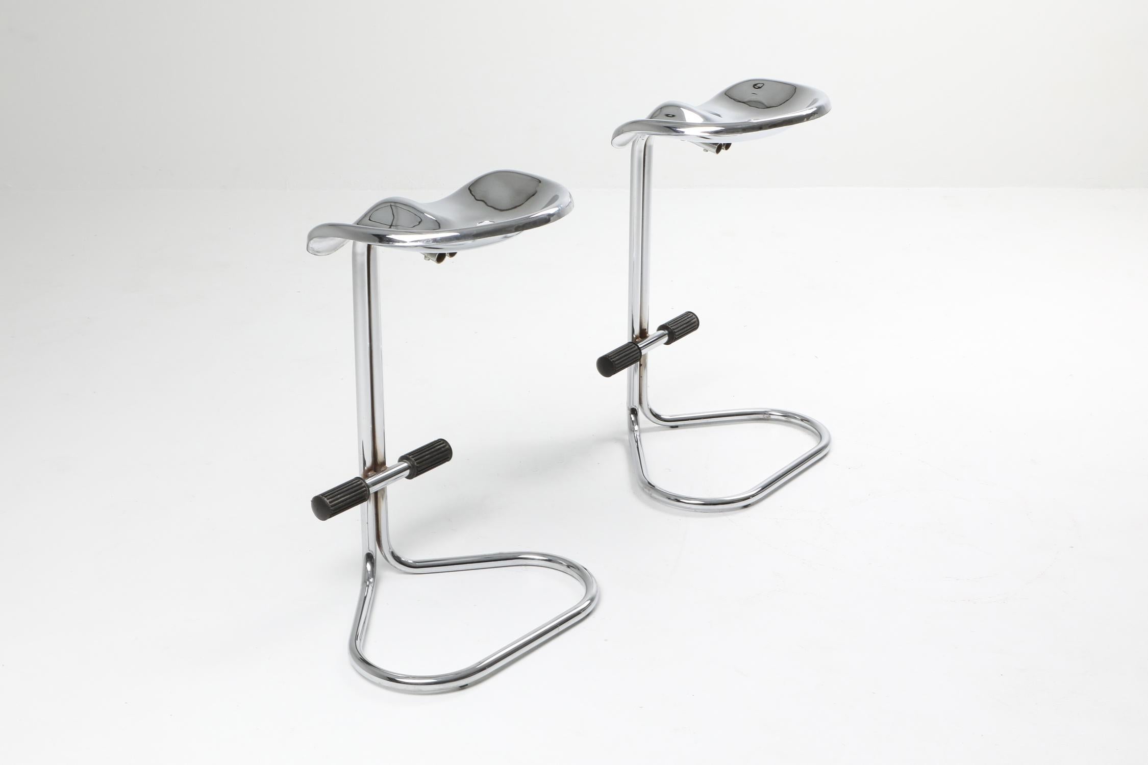 European Chrome Tractor Stools by Rodney Kinsman for Bieffeplast, Italy, 1970s