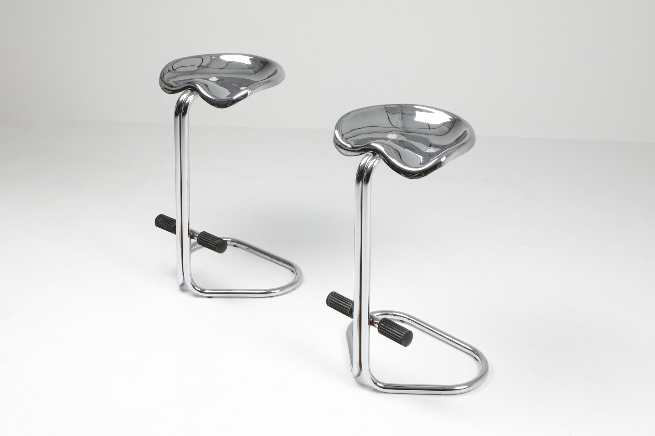 Chrome Tractor Stools by Rodney Kinsman for Bieffeplast, Italy, 1970s For Sale 1