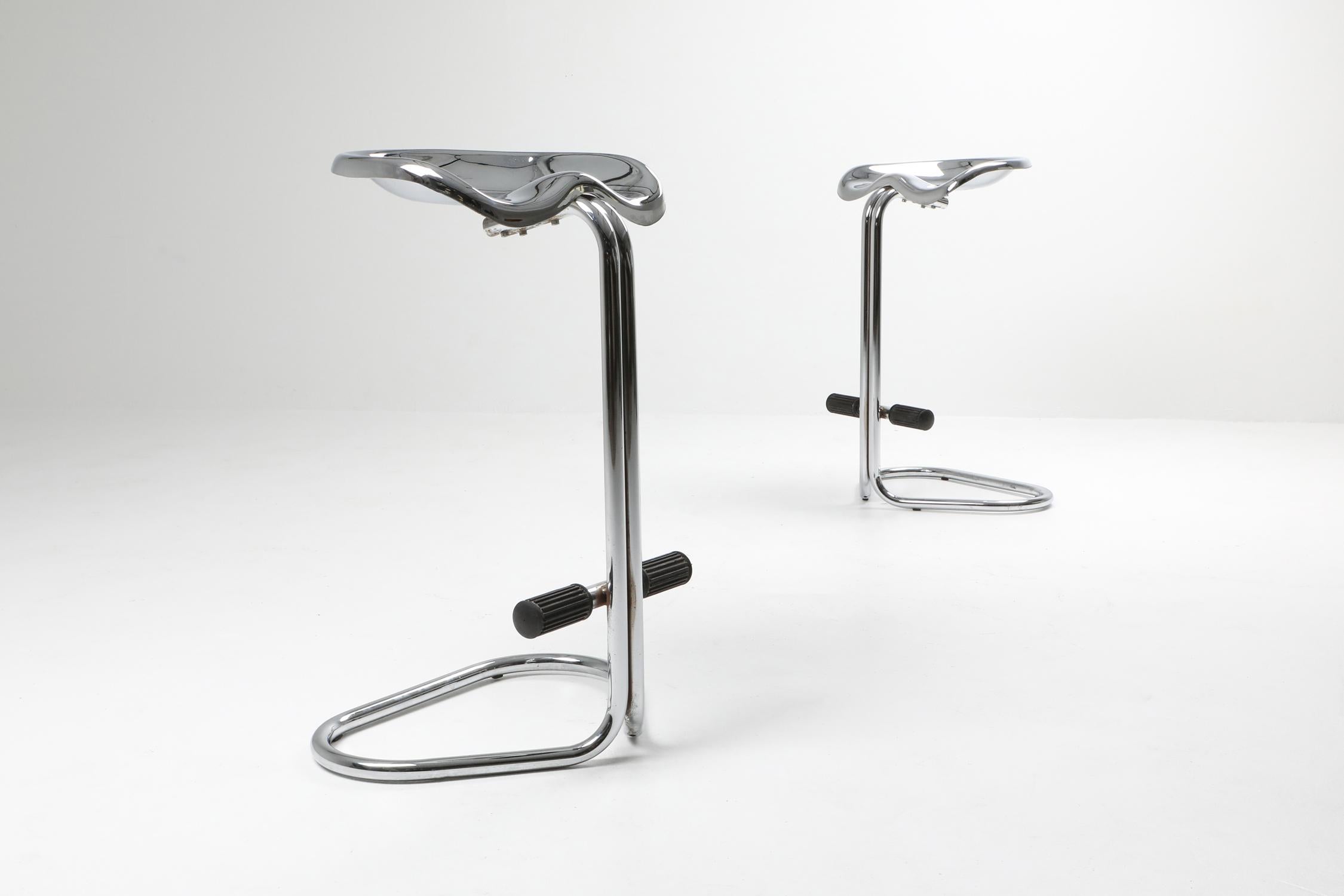 Chrome Tractor Stools by Rodney Kinsman for Bieffeplast, Italy, 1970s For Sale 2