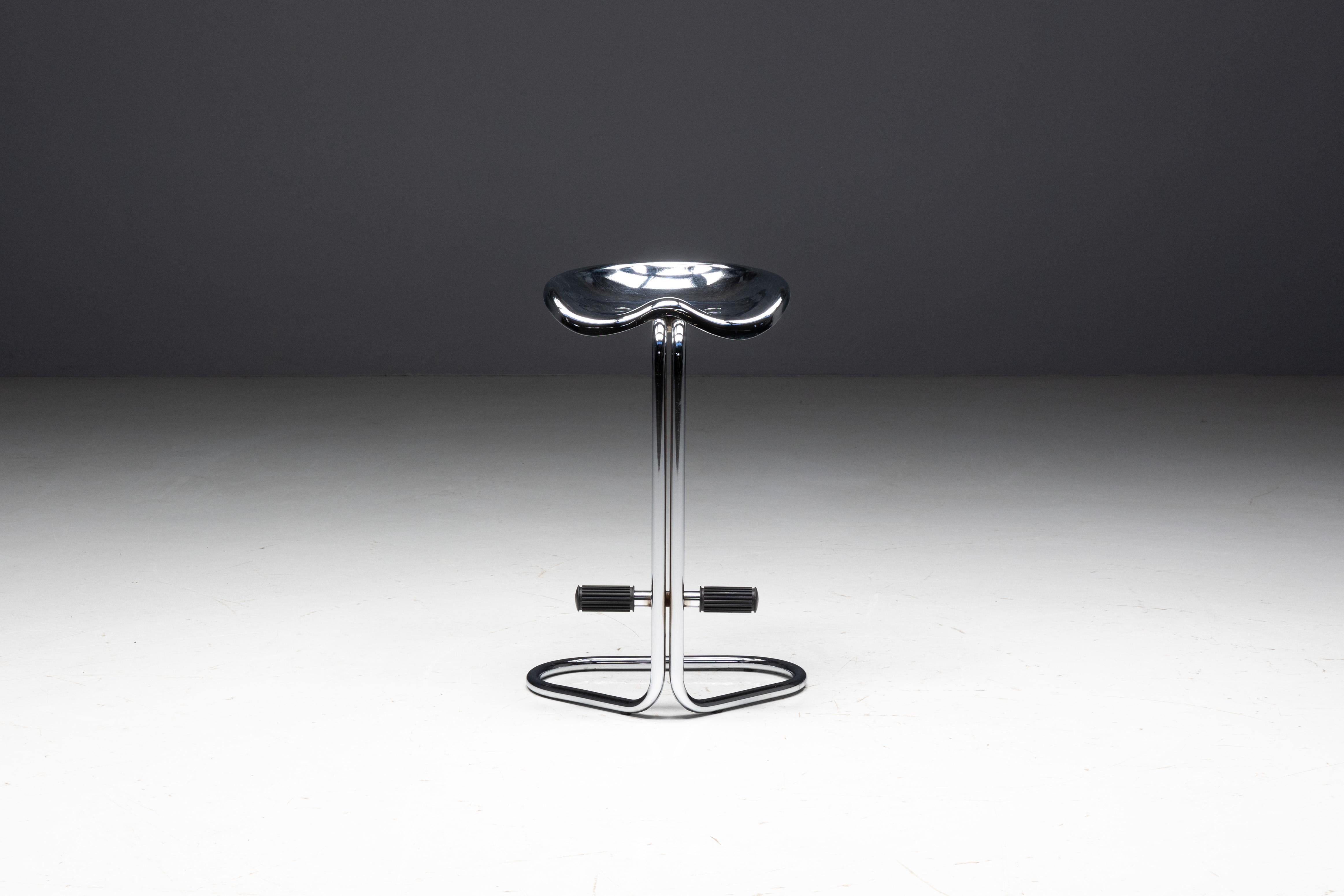 Chrome Tractor Stools by Rodney Kinsman for Bieffeplast, Italy, 1970s For Sale 2