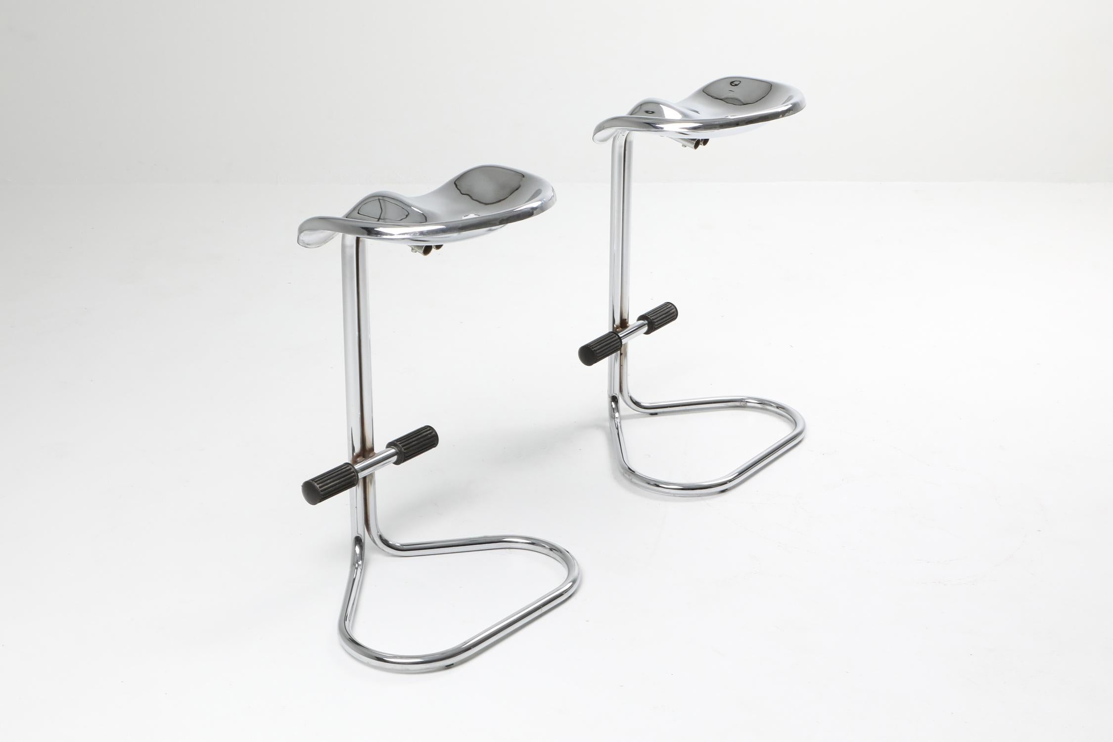 Chrome Tractor Stools by Rodney Kinsman for Bieffeplast, Italy, 1970s For Sale 3