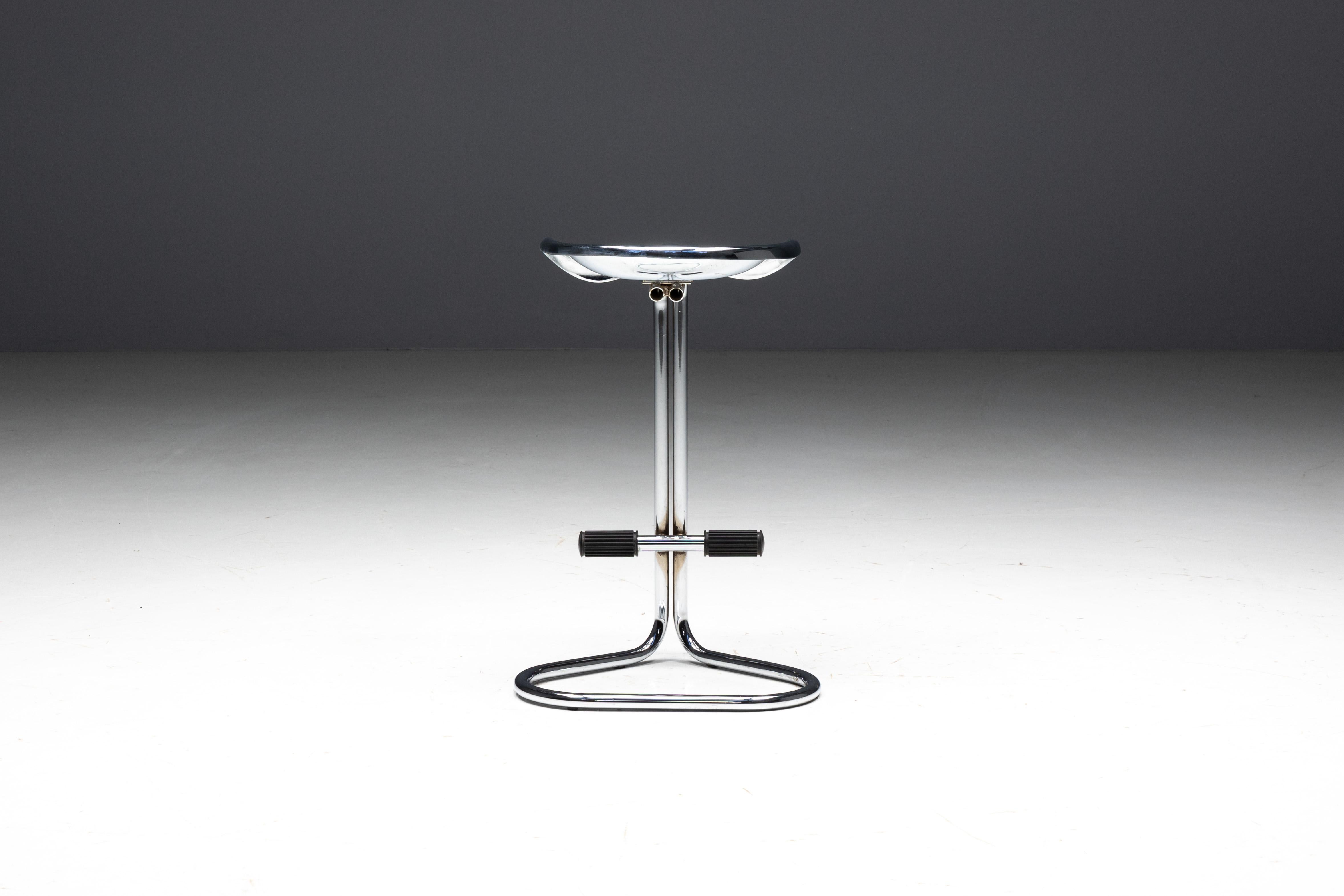 Chrome Tractor Stools by Rodney Kinsman for Bieffeplast, Italy, 1970s For Sale 3