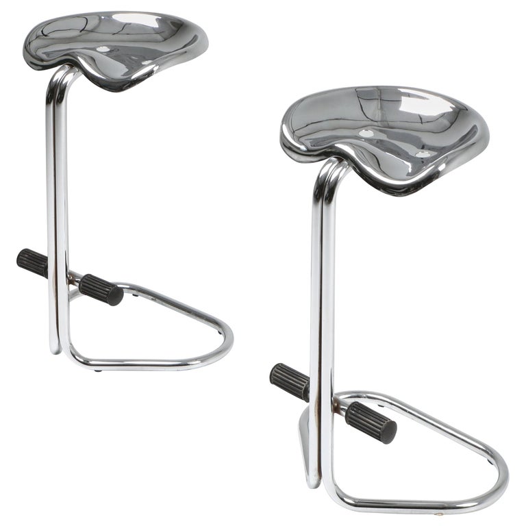 Chrome Tractor Stools by Rodney Kinsman for Bieffeplast, Italy, 1970s For Sale