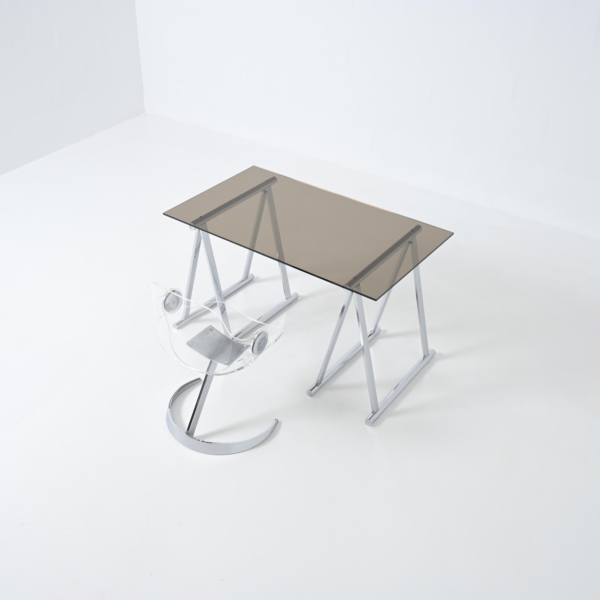 Mid-Century Modern Chrome trestles desk For Sale