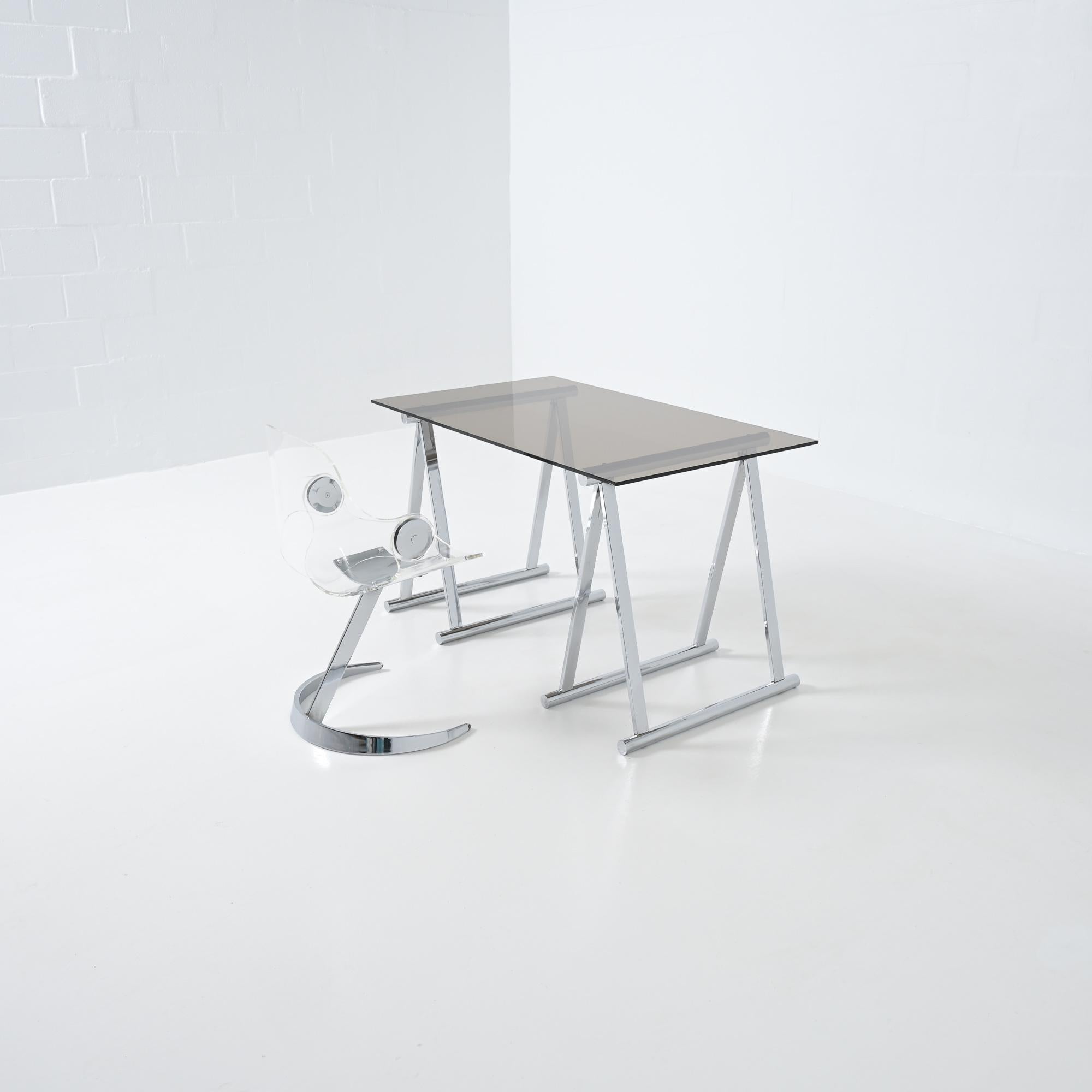 Italian Chrome trestles desk For Sale