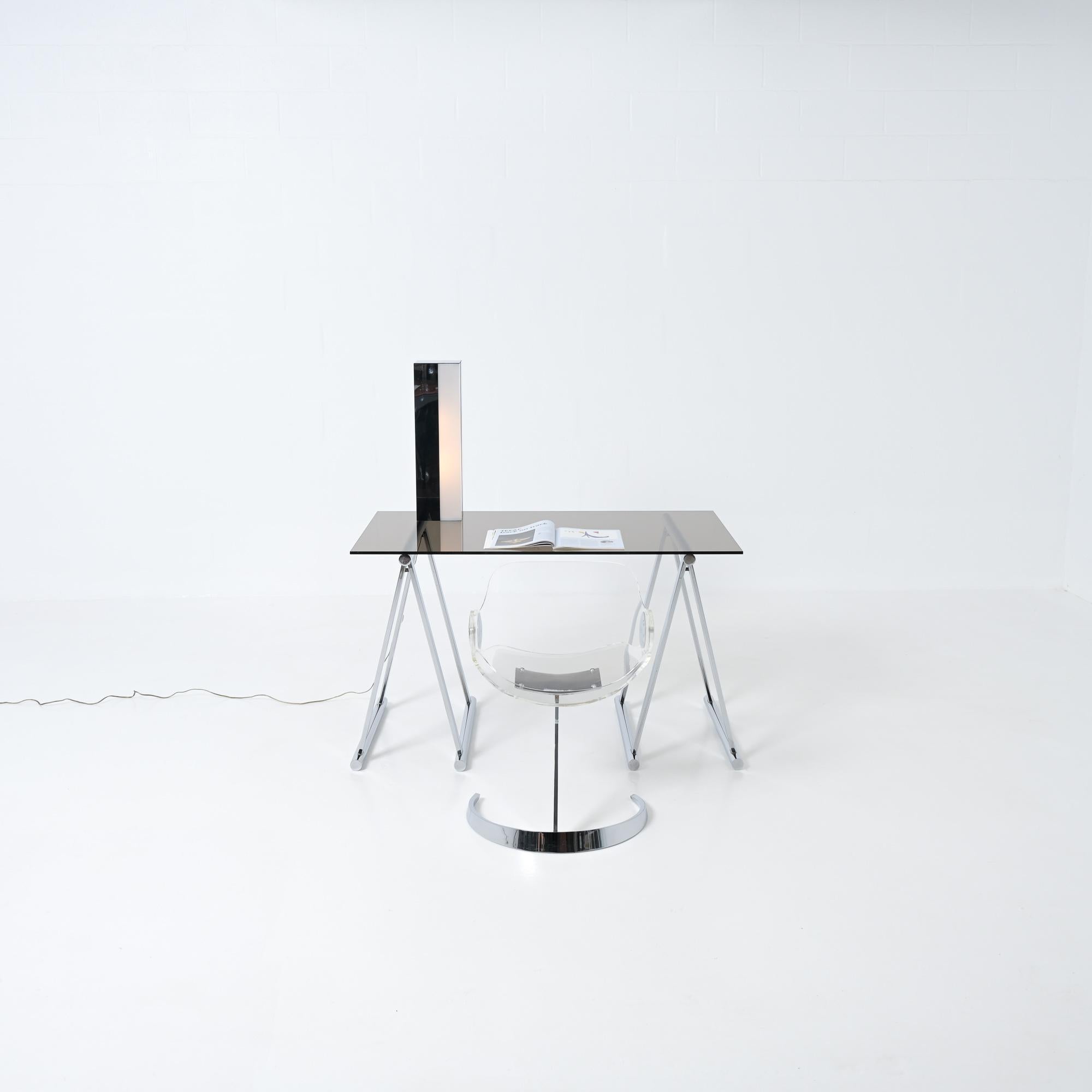 Glass Chrome trestles desk For Sale