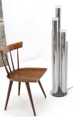 Chrome Triple Candle Shape Cylinder Base Glass Prisms Floor Lamp