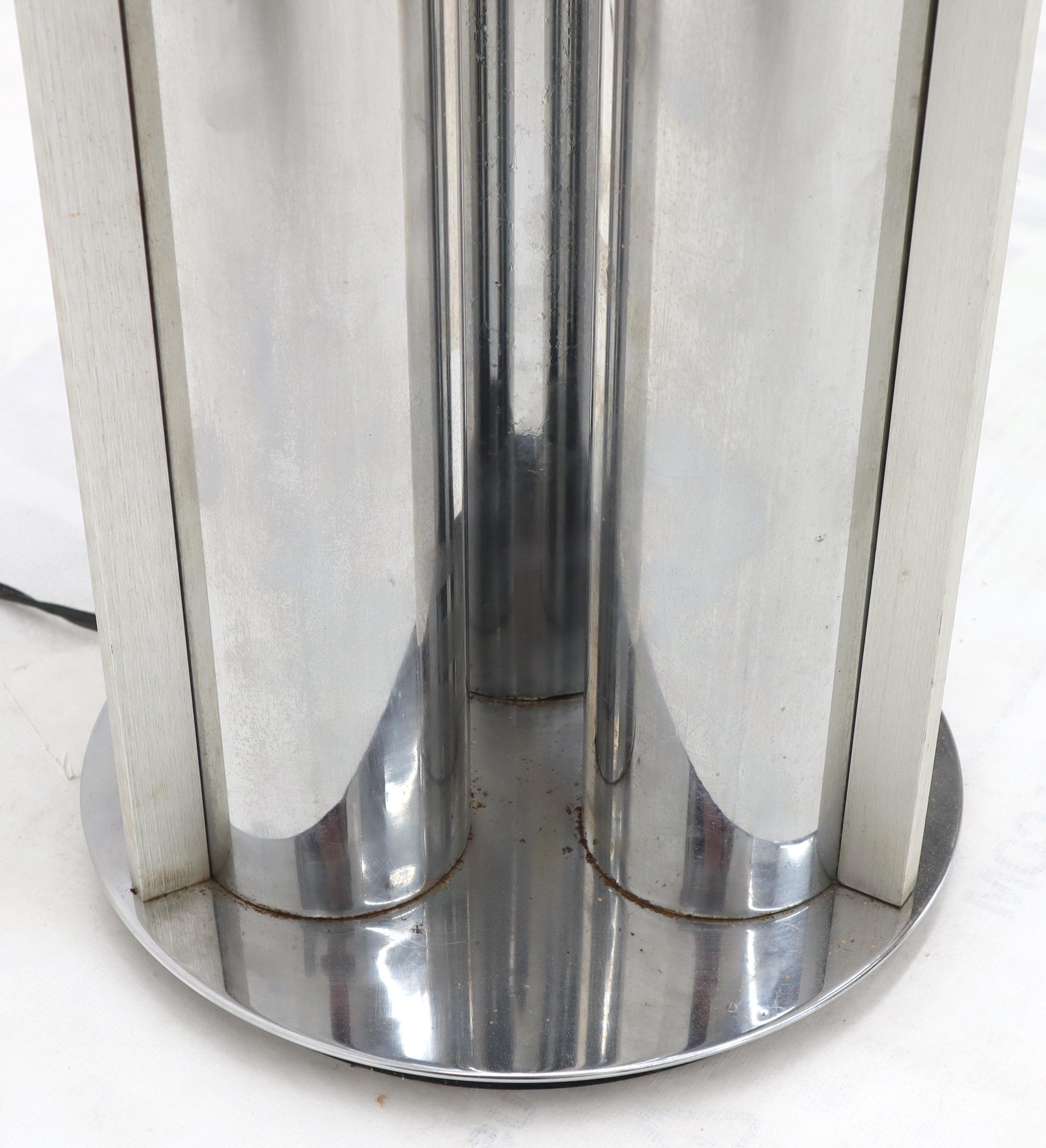 Chrome Triple Candle Shape Cylinder Base Glass Prisms Floor Lamp In Fair Condition For Sale In Rockaway, NJ