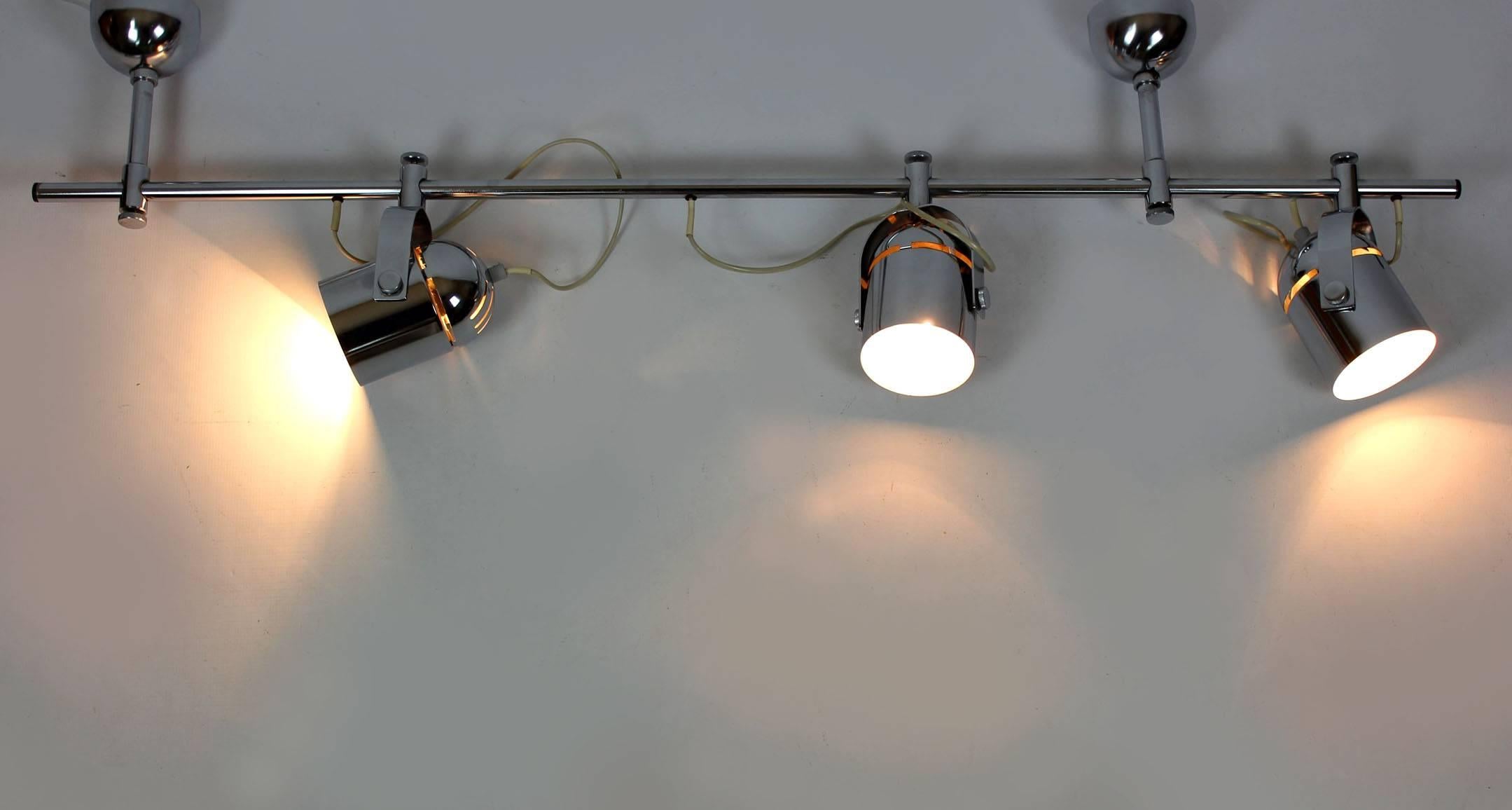 Fin du 20e siècle Triple lampe murale/plafonnier chromée par Stanislav Indra, 1970