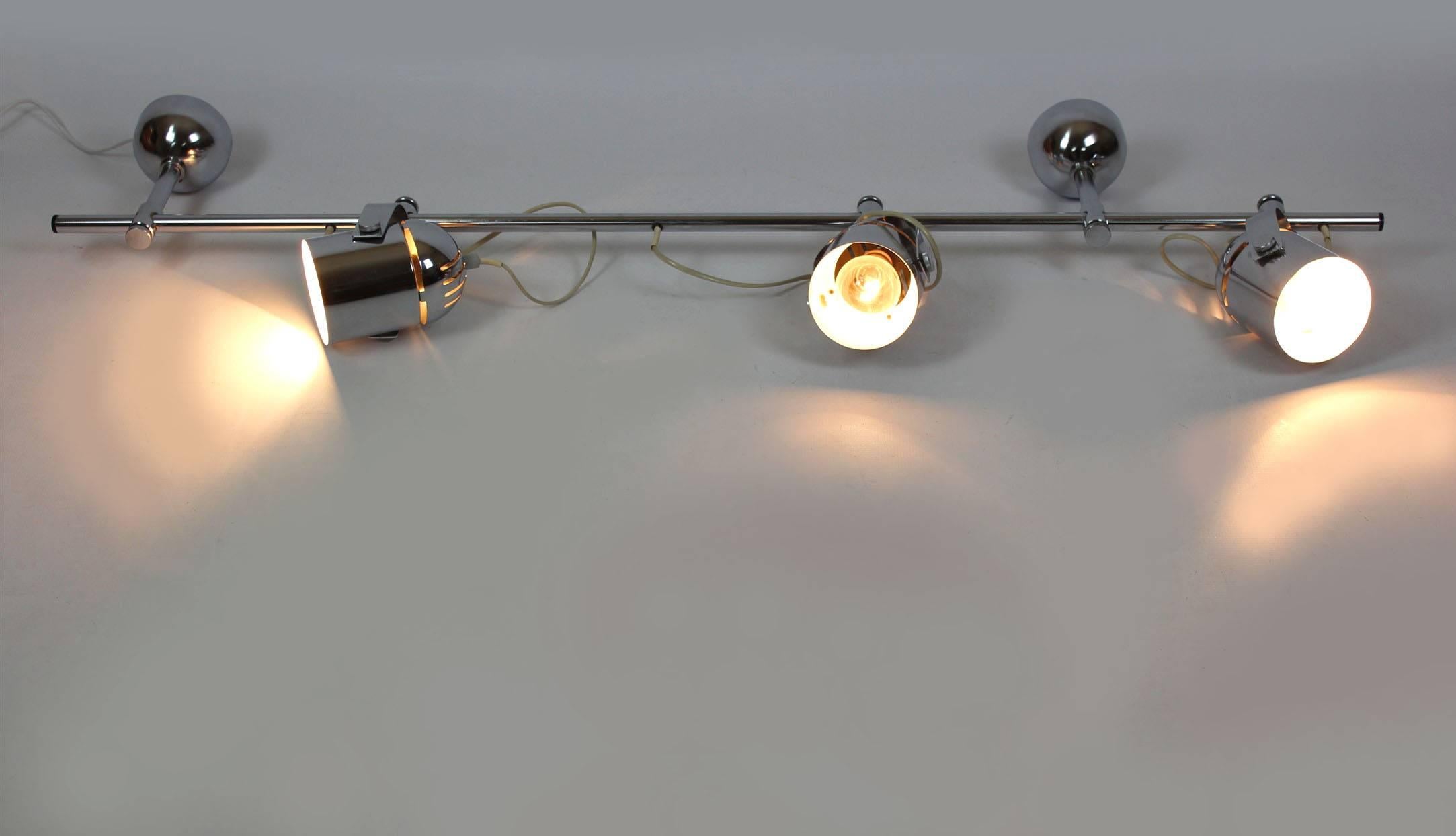Triple lampe murale/plafonnier chromée par Stanislav Indra, 1970 1