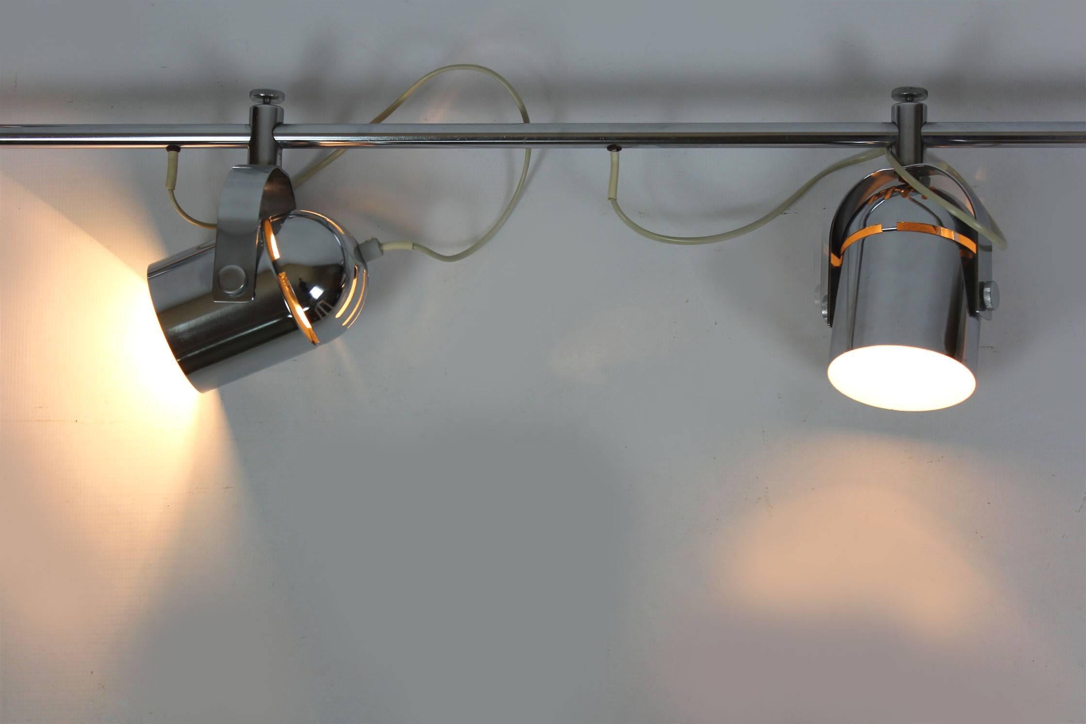 Triple lampe murale/plafonnier chromée par Stanislav Indra, 1970 2