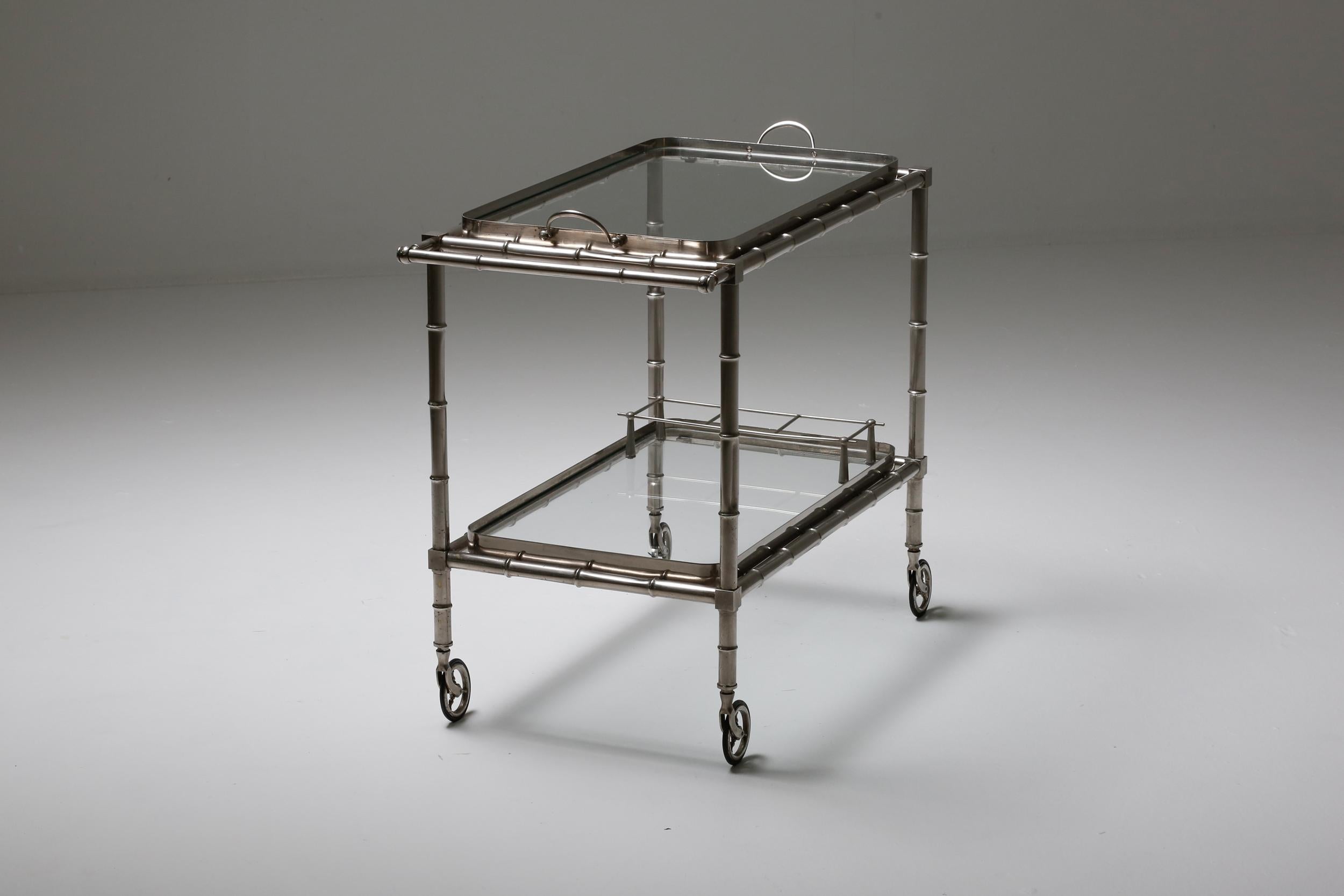 Chrome Trolley Bar in Regency Style, France, 1960s In Excellent Condition For Sale In Antwerp, BE