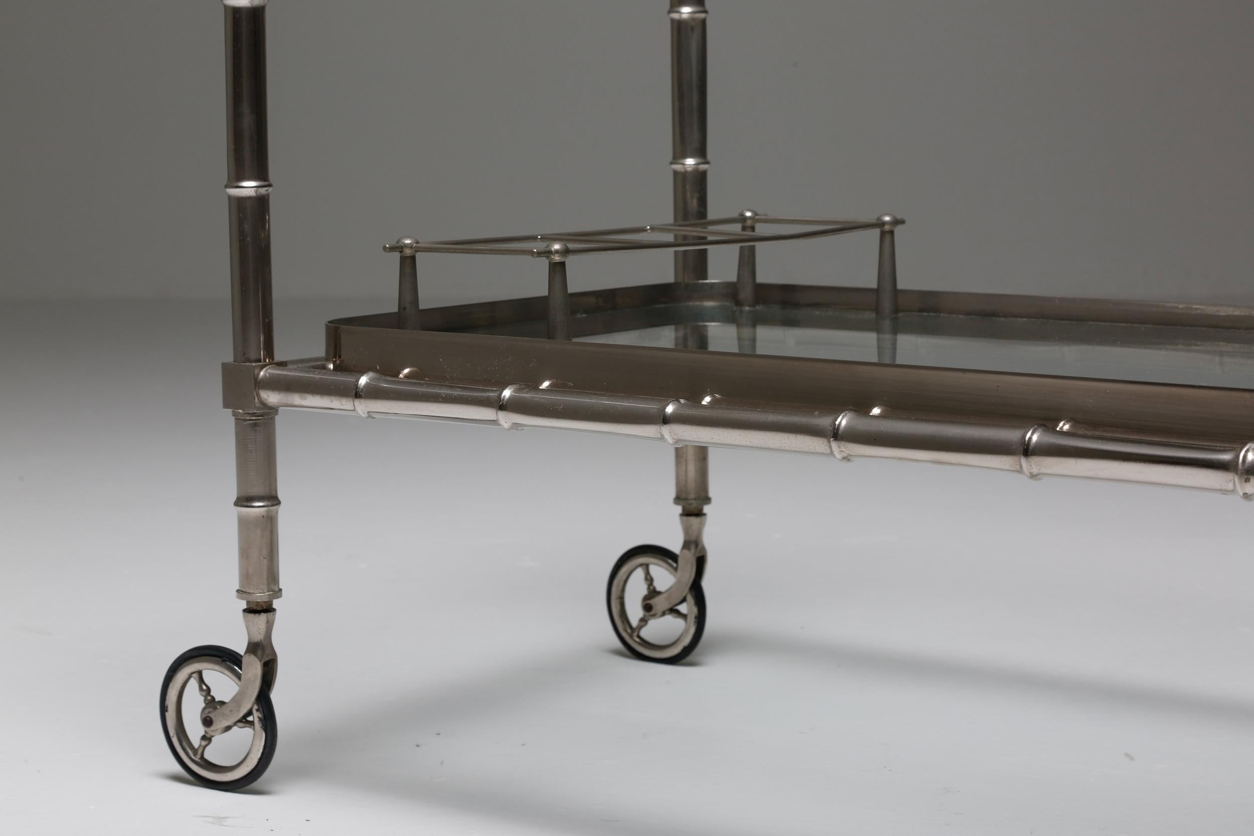 Mid-20th Century Chrome Trolley Bar in Regency Style, France, 1960s For Sale