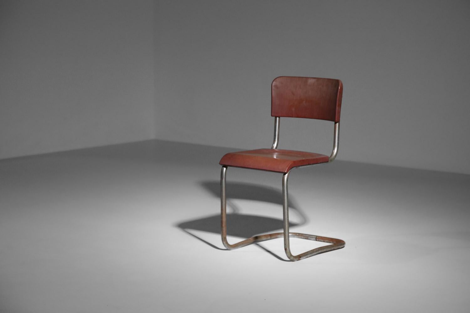 chrome tube bakelite chair in style of Emile Guillot art deco modernist breuer For Sale 3
