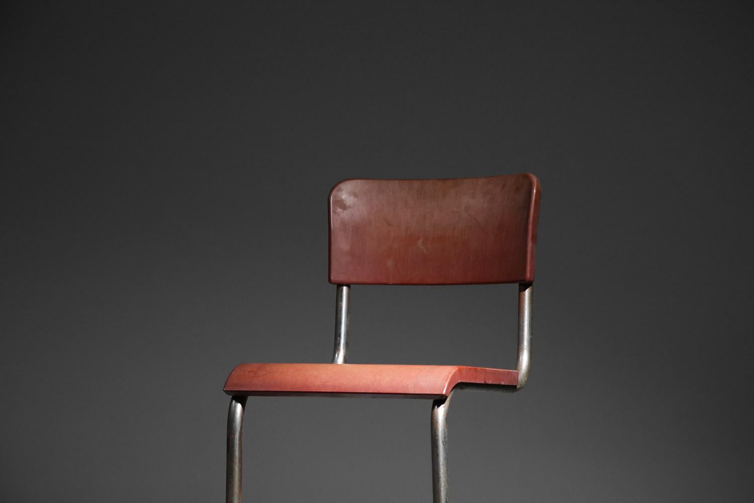Bauhaus chrome tube bakelite chair in style of Emile Guillot art deco modernist breuer For Sale