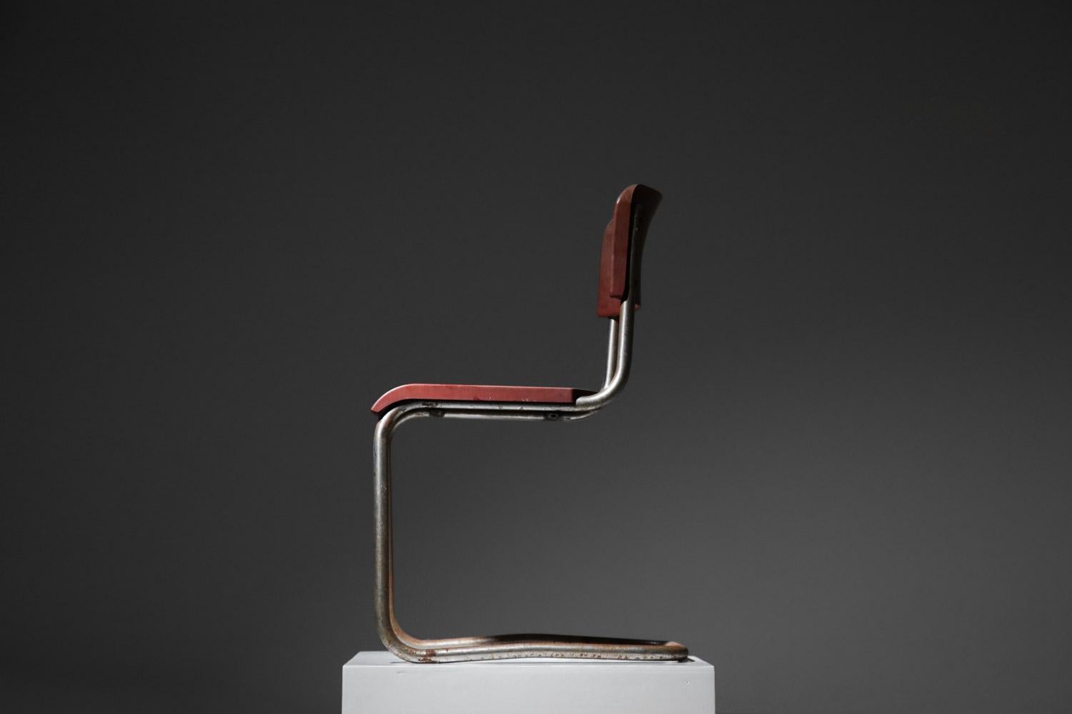 French chrome tube bakelite chair in style of Emile Guillot art deco modernist breuer For Sale