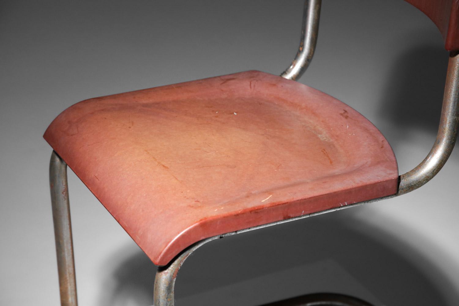Mid-20th Century chrome tube bakelite chair in style of Emile Guillot art deco modernist breuer For Sale