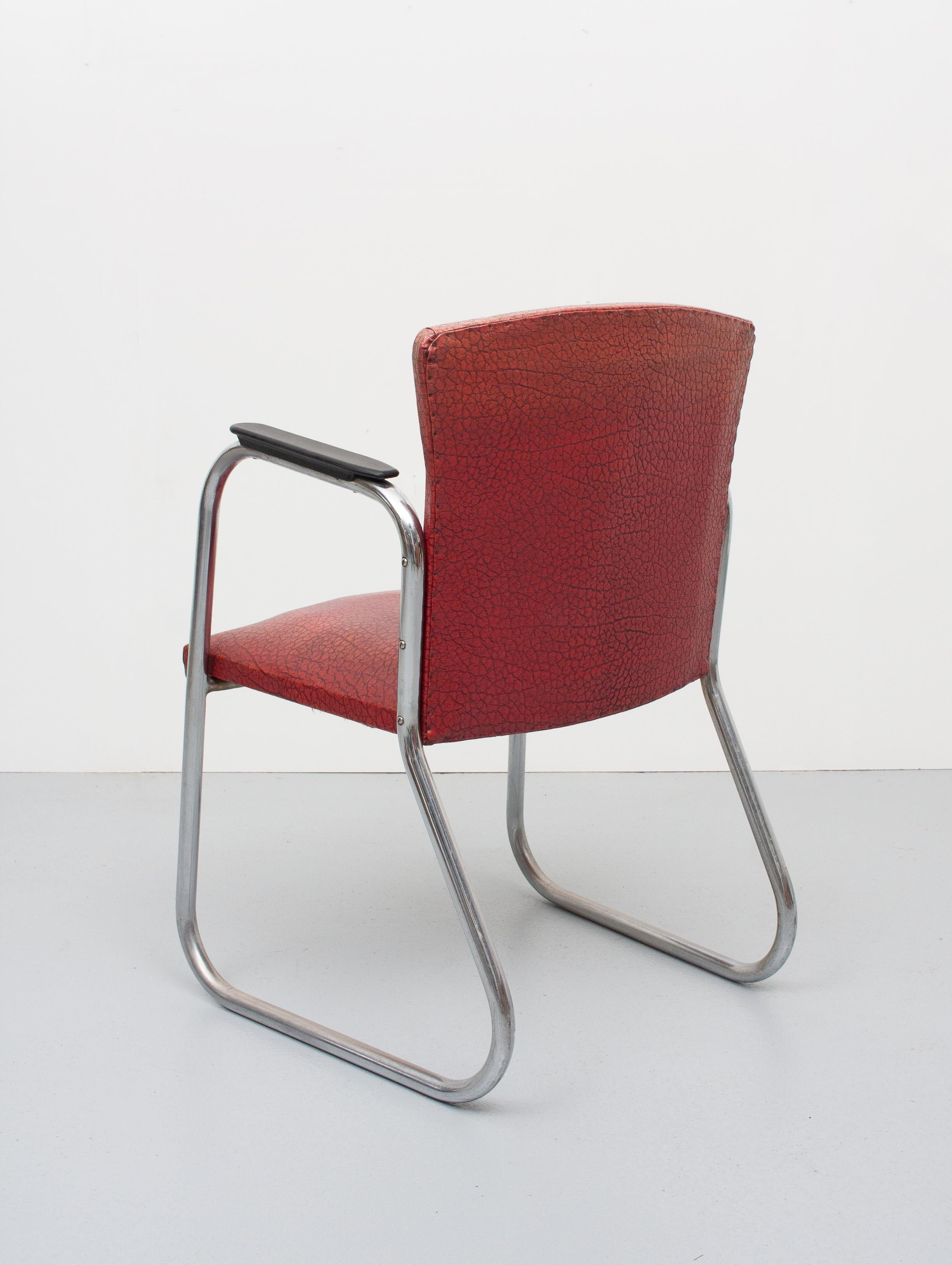 Mid-20th Century Chrome Tube Desk Chair Attributed Paul Schuitema, 1950s