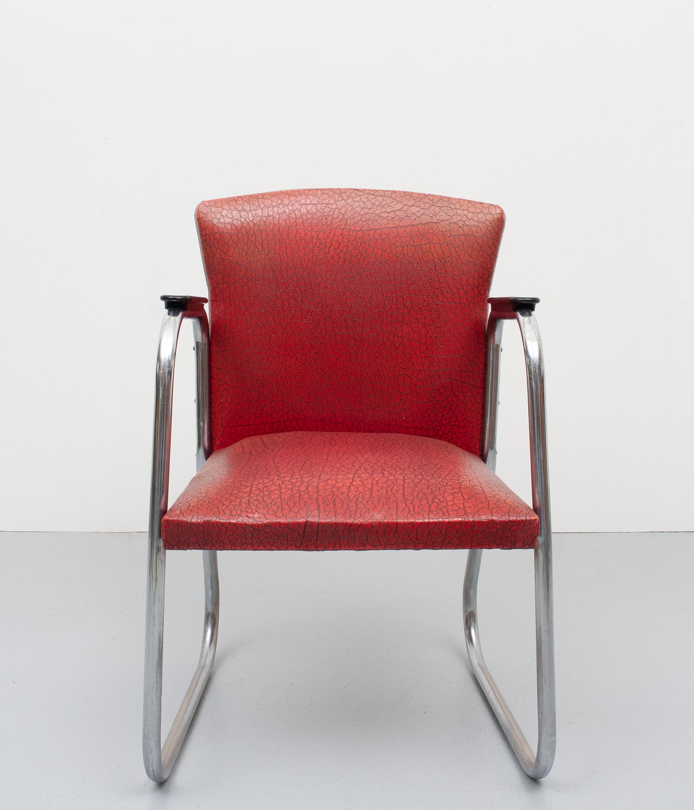 Chrome Tube Desk Chair Attributed Paul Schuitema, 1950s 1