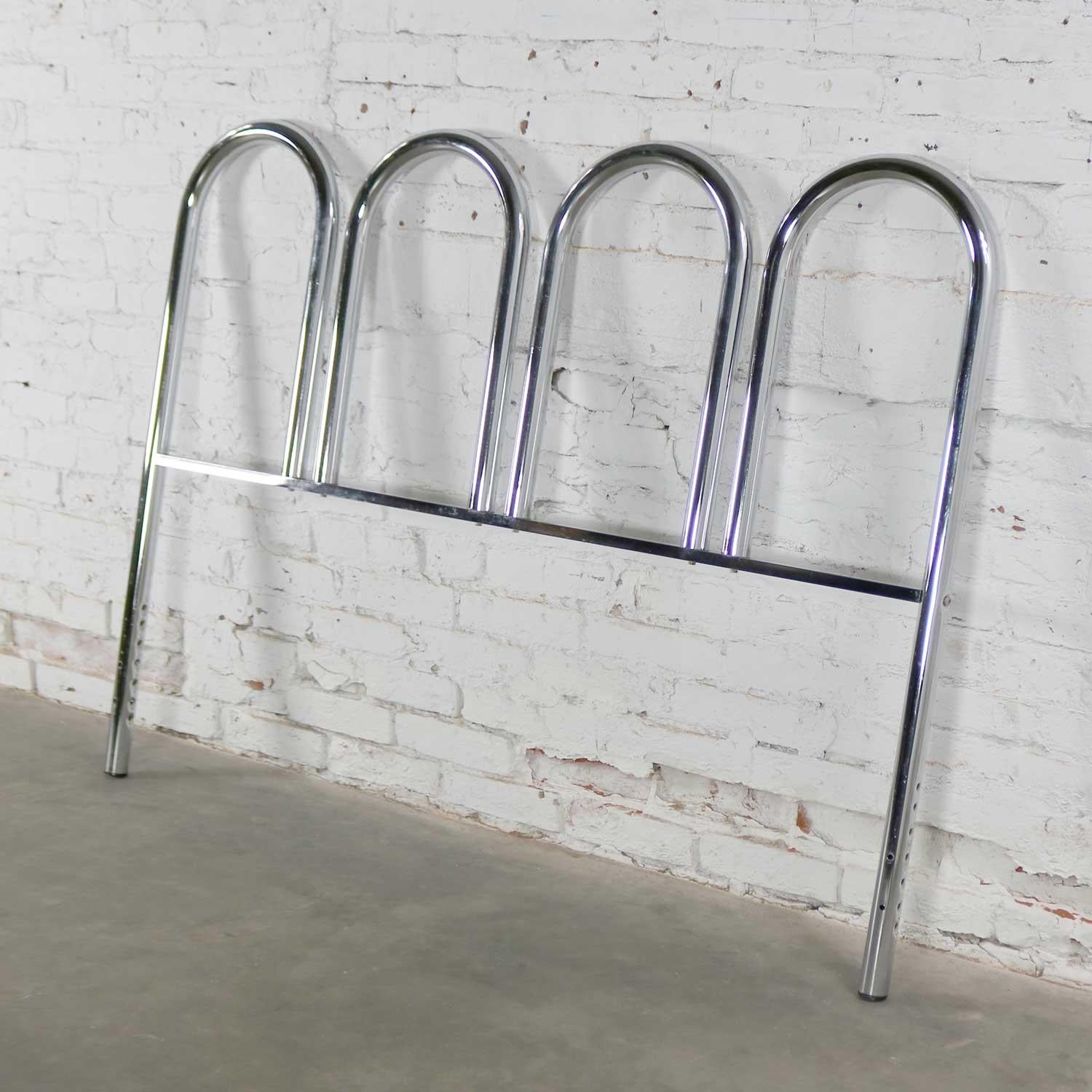 20th Century Vintage Mid-Century Modern to Modern Chrome Tube Headboard Four Arch Full-Size  For Sale