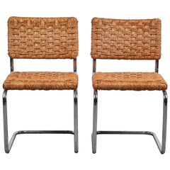 Chrome Tubular Dining Chair with Woven Seat