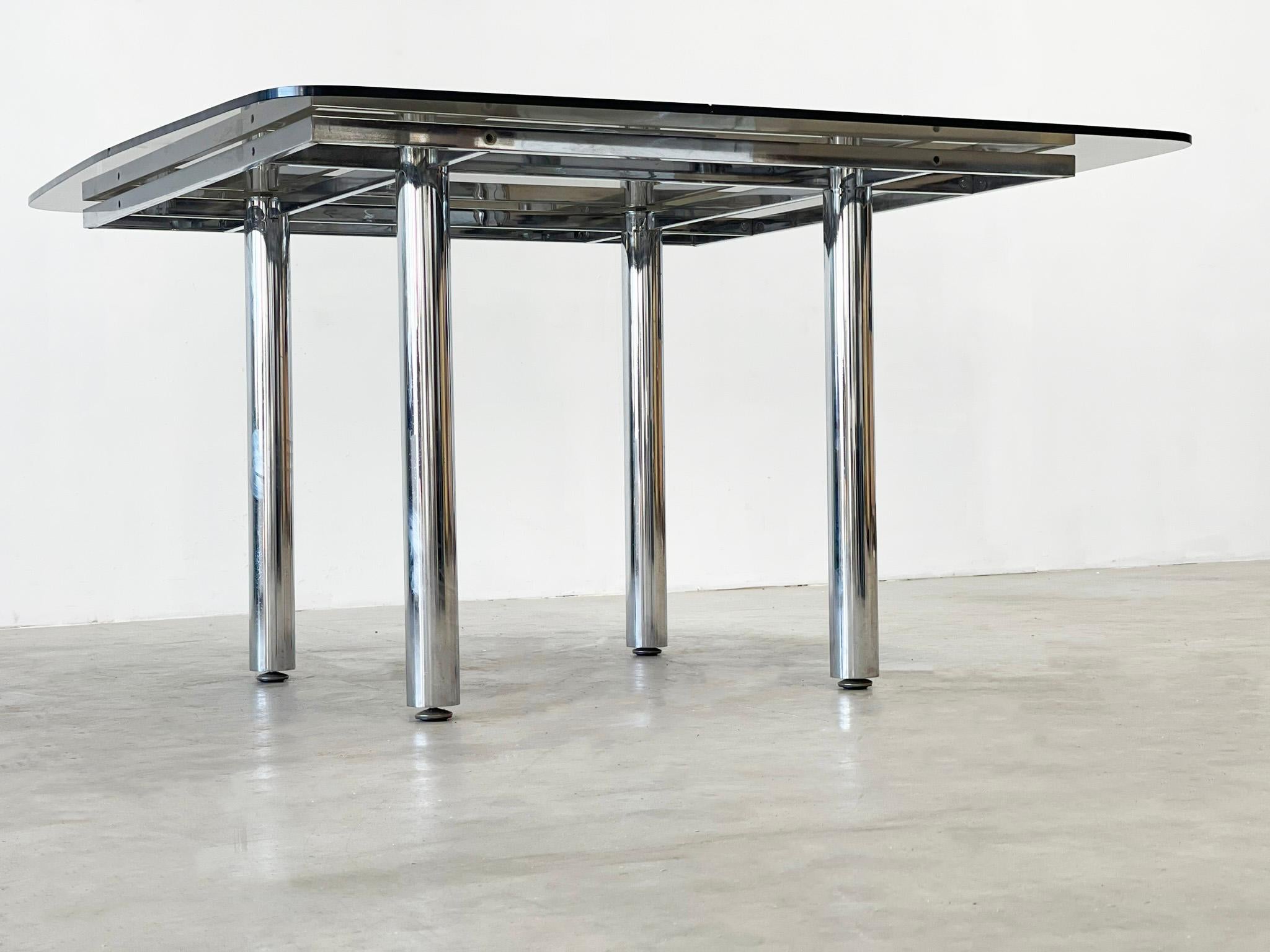 Chrome tubular dining table For Sale 2