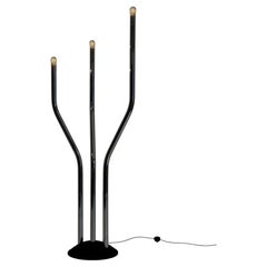Chrome tubular frame designer floor lamp by Goffredo Reggiani