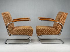 Chrome Tubular Steel Cantilever Armchairs S 411 by Thonet, circa 1930