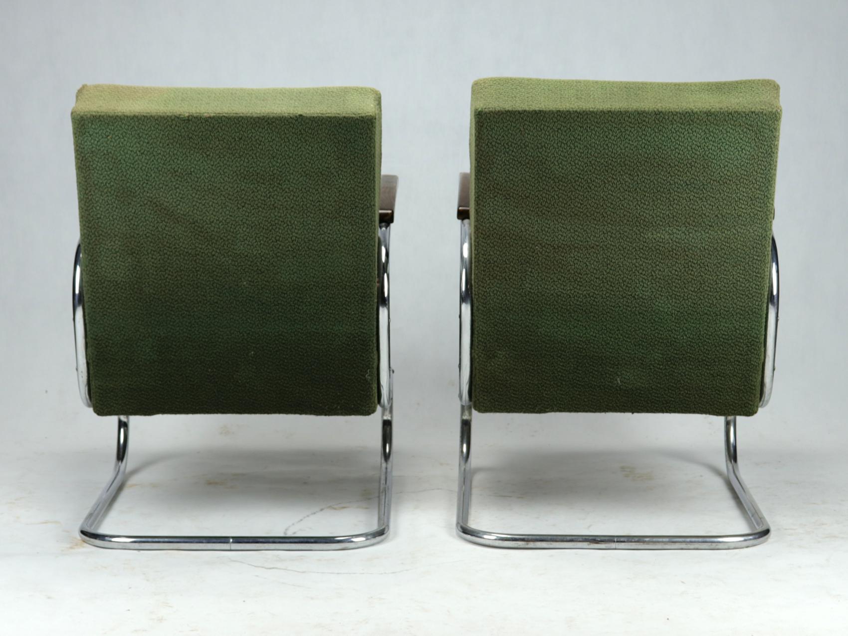 Freischwingende Sessel aus verchromtem Stahlrohr S411 von Thonet, um 1930 (Bauhaus)