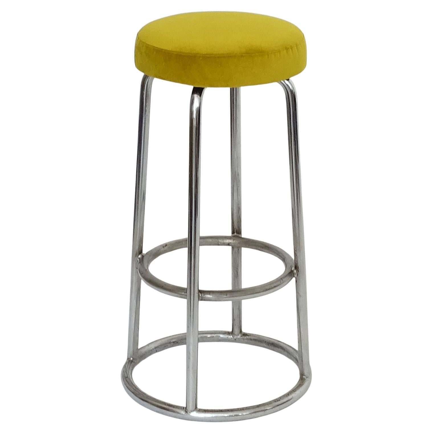 Chrome Tubular Stool by Columbus, Italy 1930