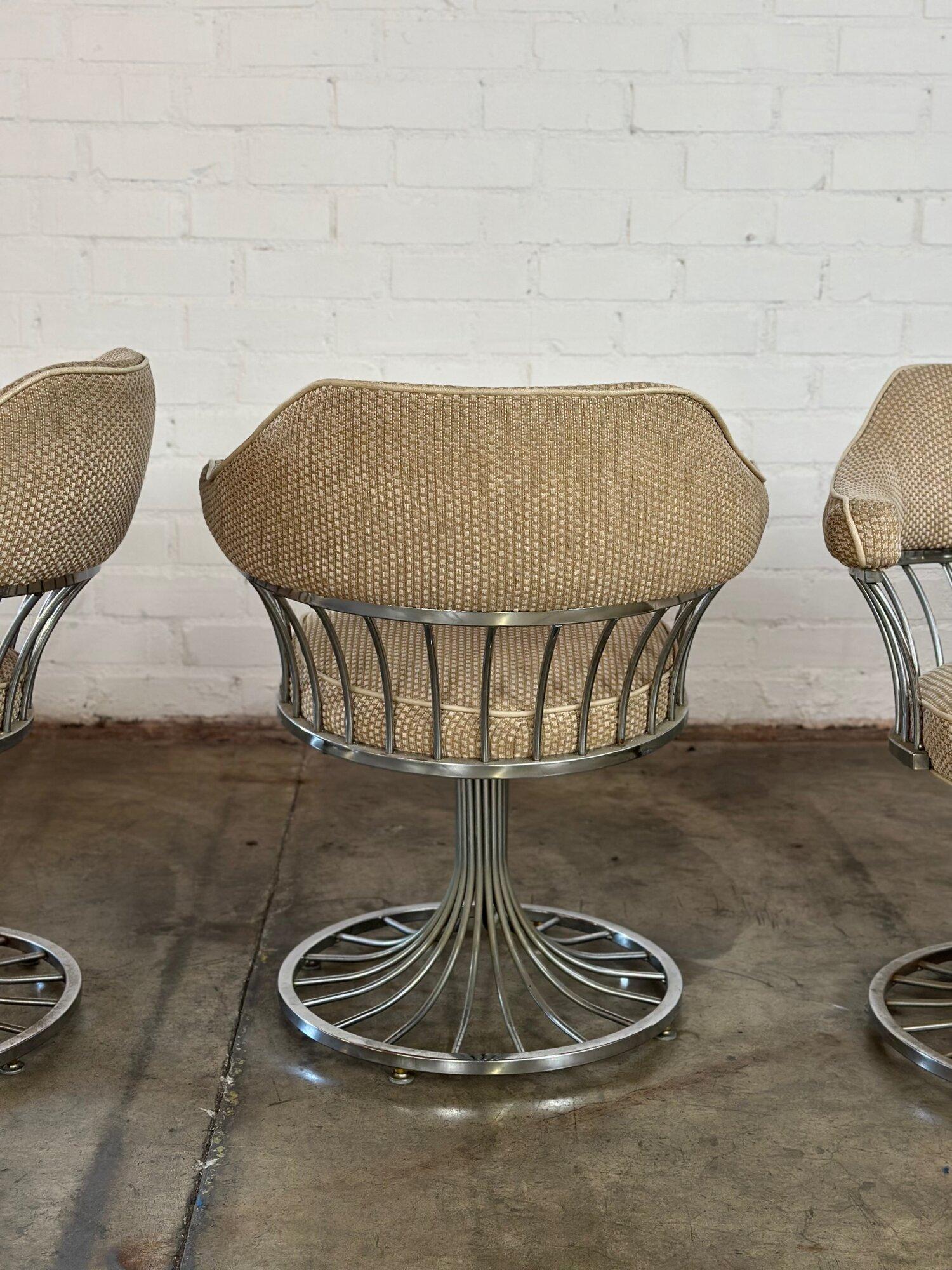 Chrome tulip base arm chairs - set of four In Good Condition For Sale In Los Angeles, CA