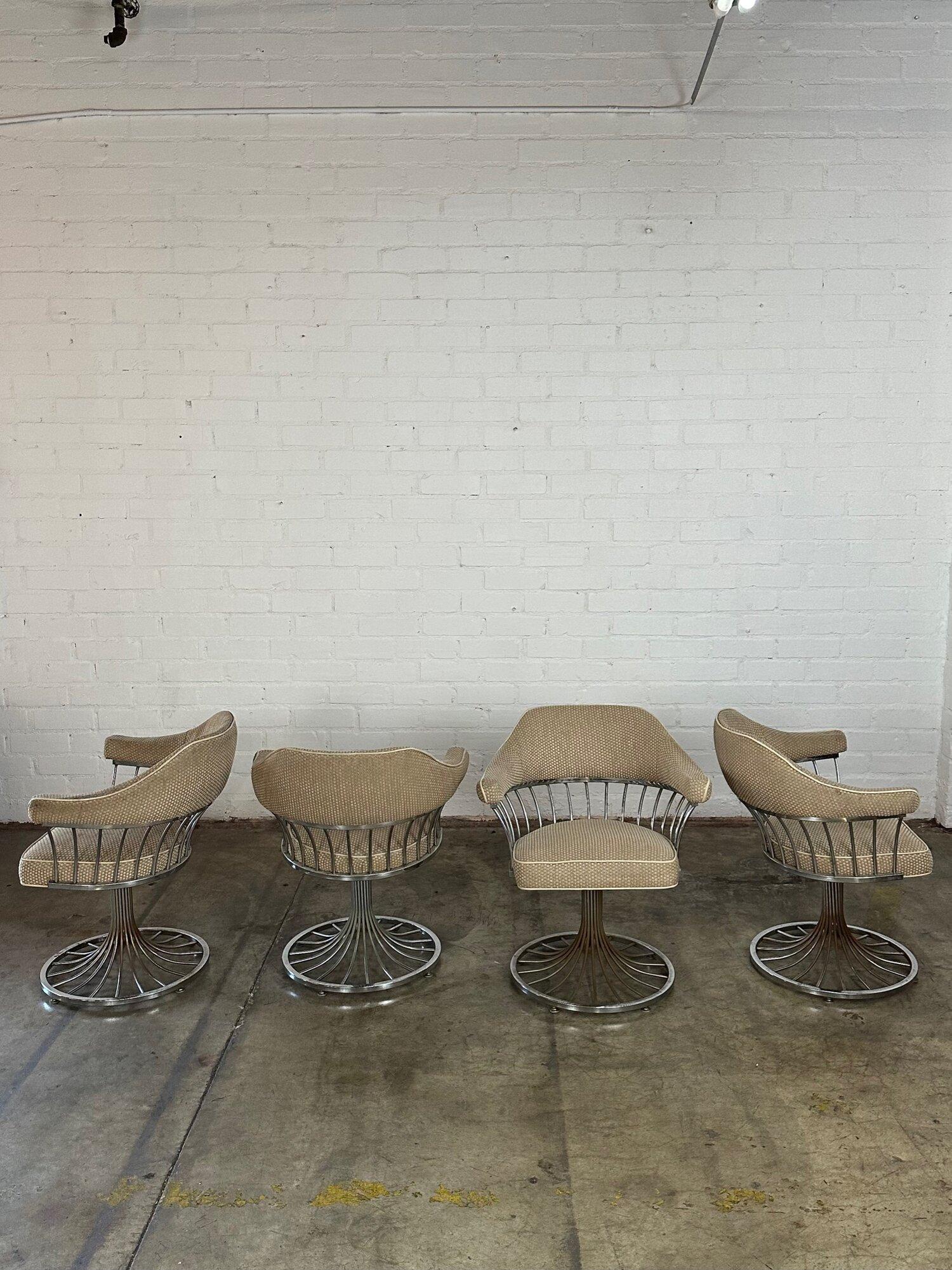 Late 20th Century Chrome tulip base arm chairs - set of four For Sale