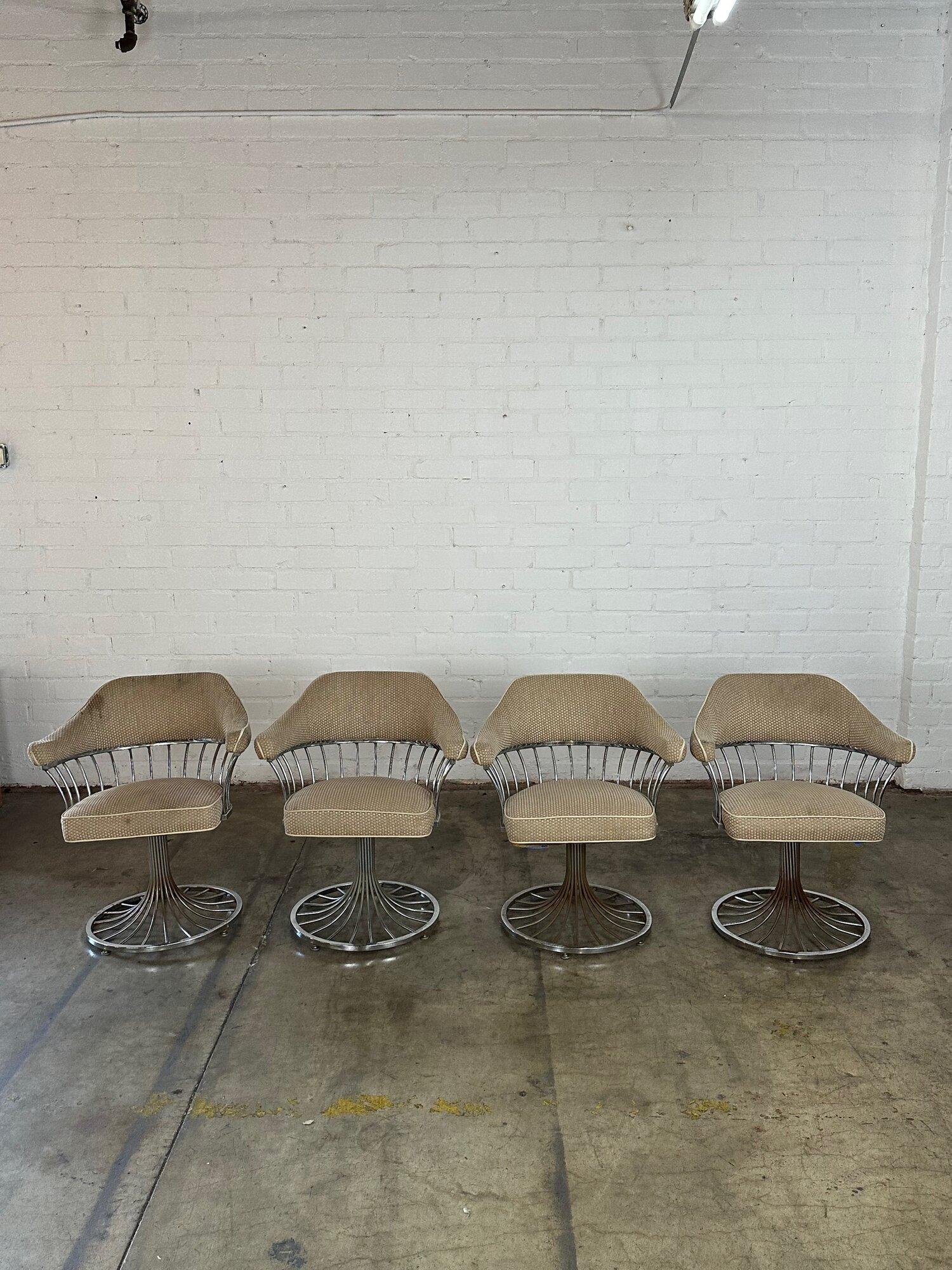 Chrome tulip base arm chairs - set of four For Sale 4