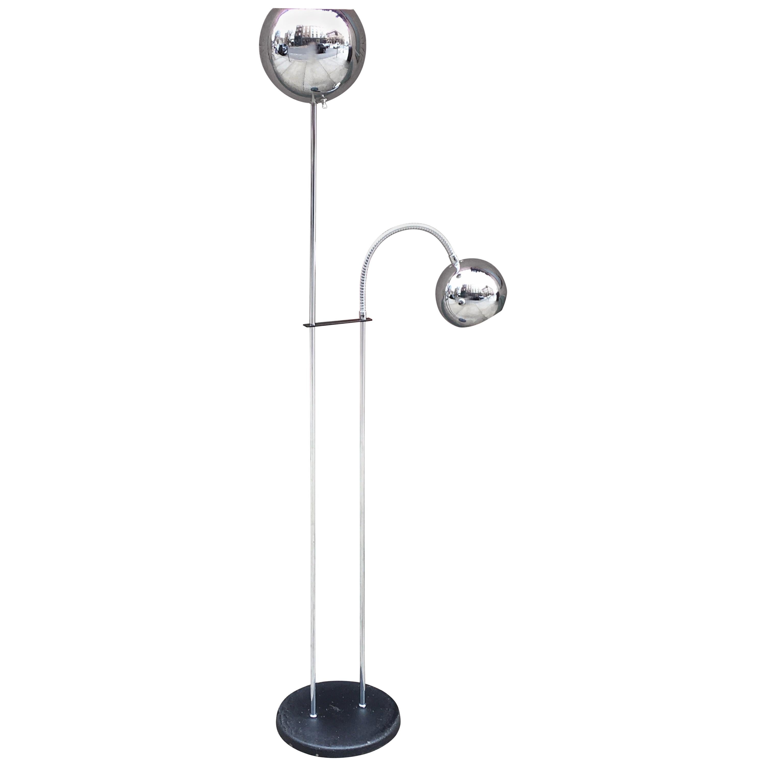 Chrome Two Ball Shade Floor Lamp in the Style of Sonneman Lighting