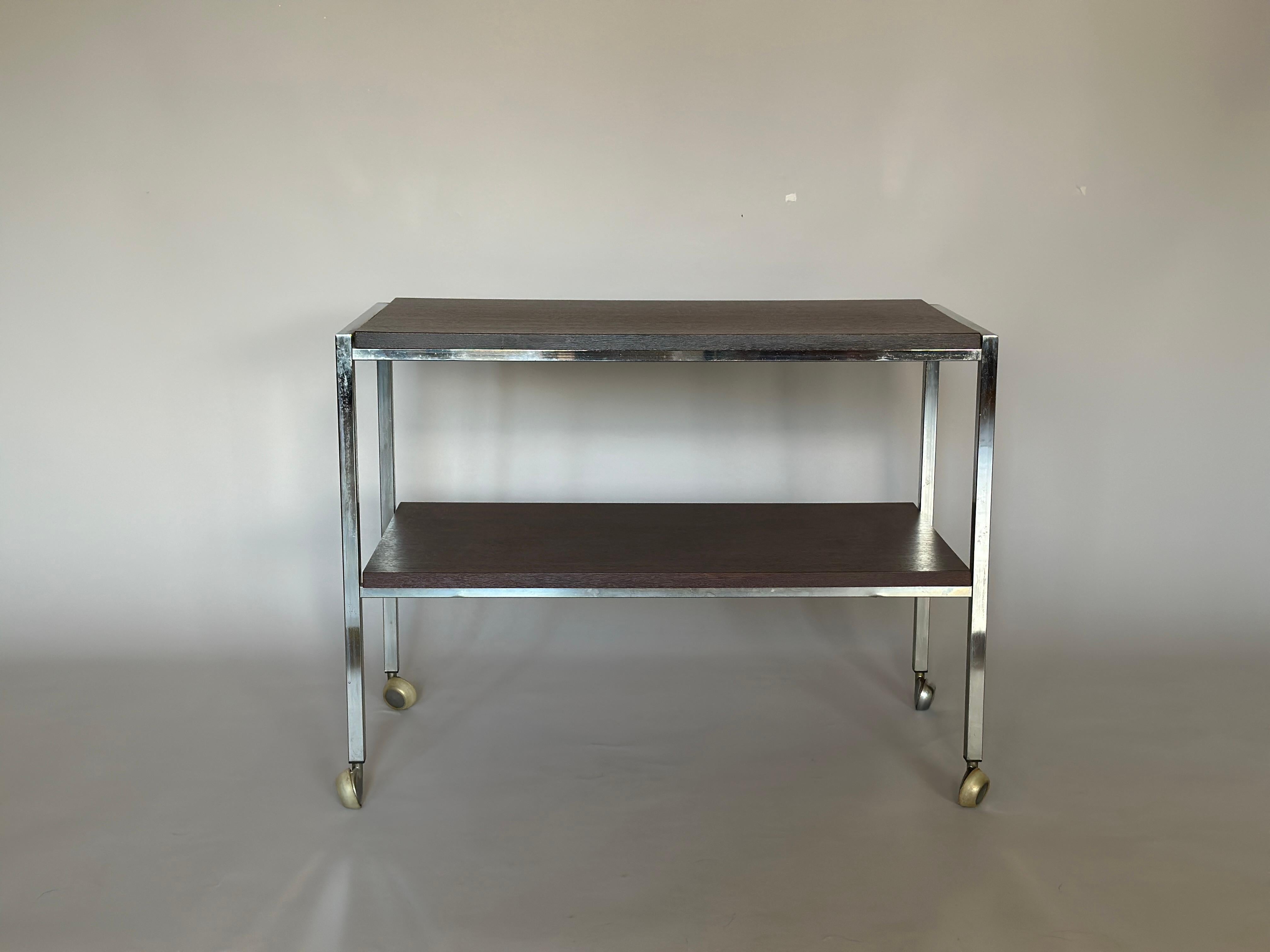 Mid-Century Modern  Chrome Two Levels Side Table 1970s For Sale
