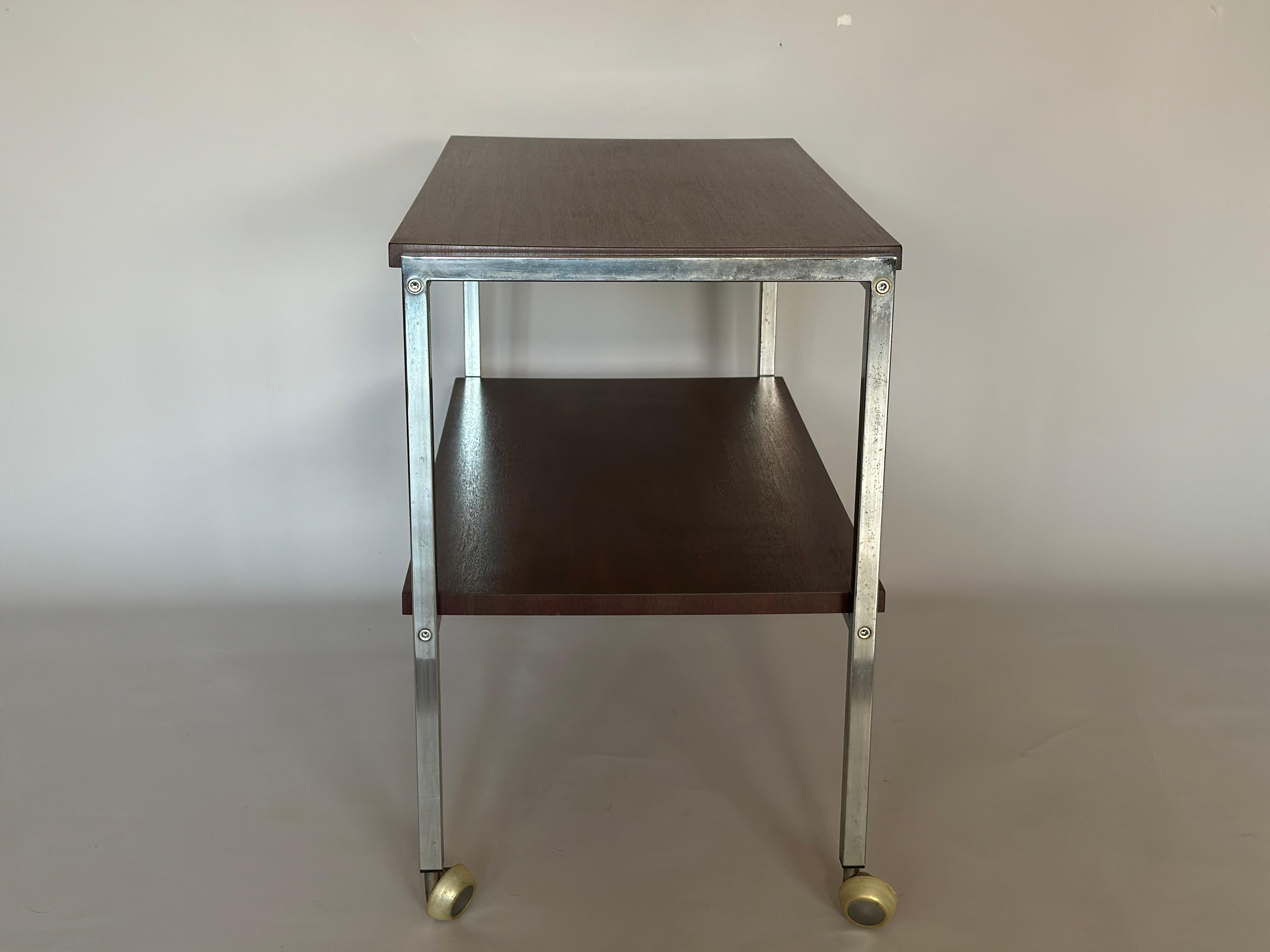 Italian  Chrome Two Levels Side Table 1970s For Sale