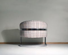 Chrome U Form Barrel Back Club Chair Attributed to Milo Baughman