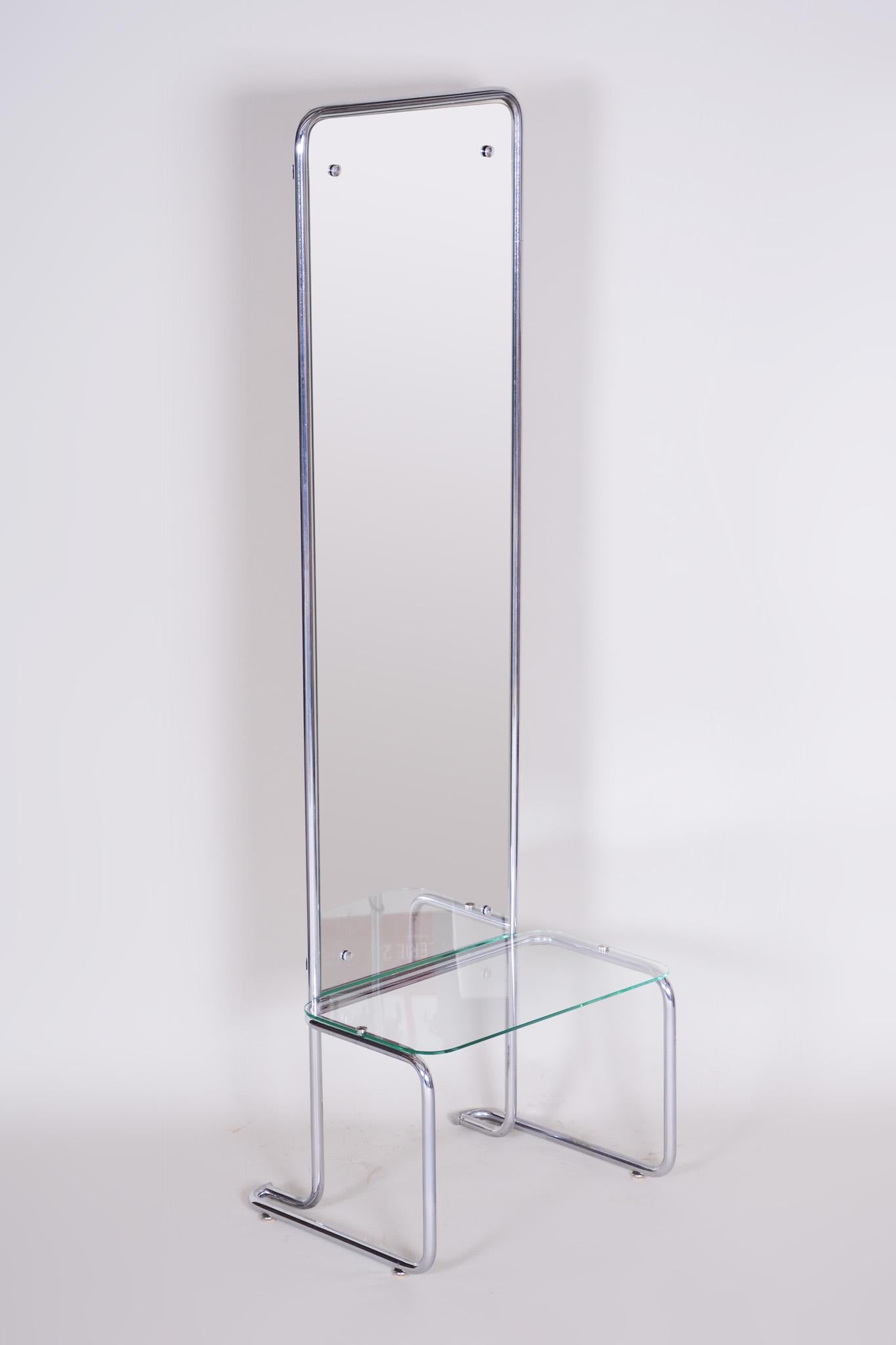Verchromte Vintage-Bauhaus- Toilette mit Spiegel von Thonet, 1930er Jahre (Mitte des 20. Jahrhunderts)