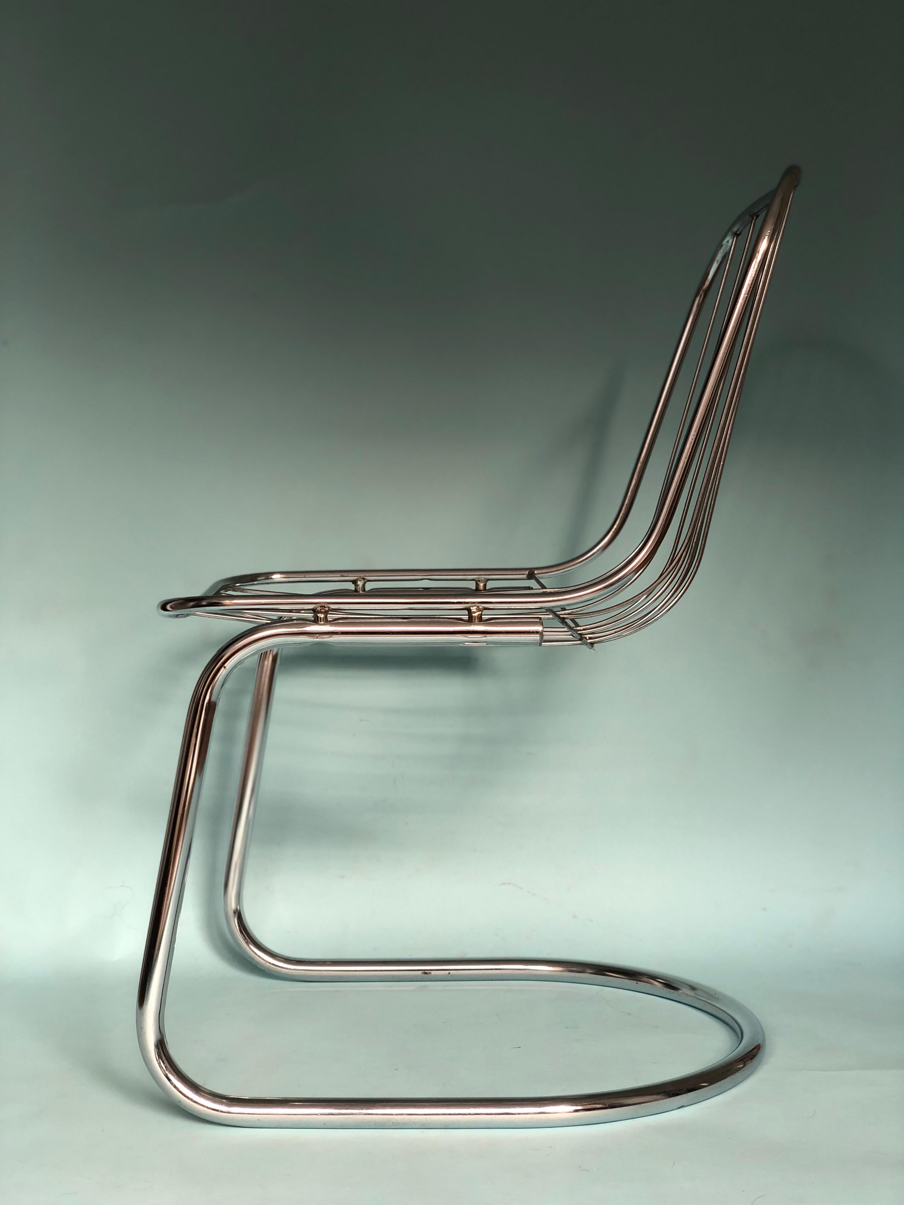 Mid-Century Modern Chrome Vintage Dining Chairs by Gastone Rinaldi for RIMA Set of 2