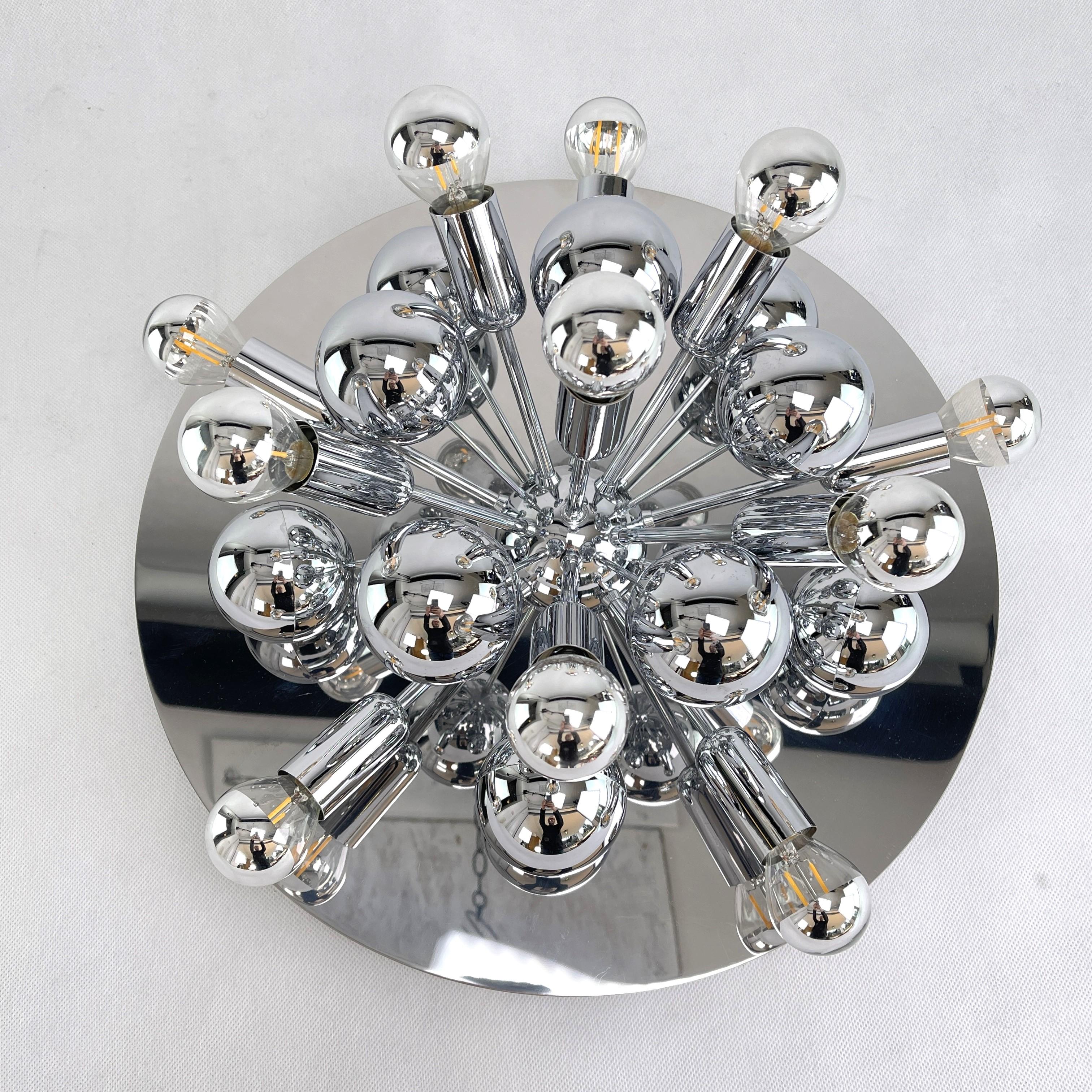 Space Age Chrome Wall and Ceiling Lamp by Cosack, Sputnik, 1970s For Sale