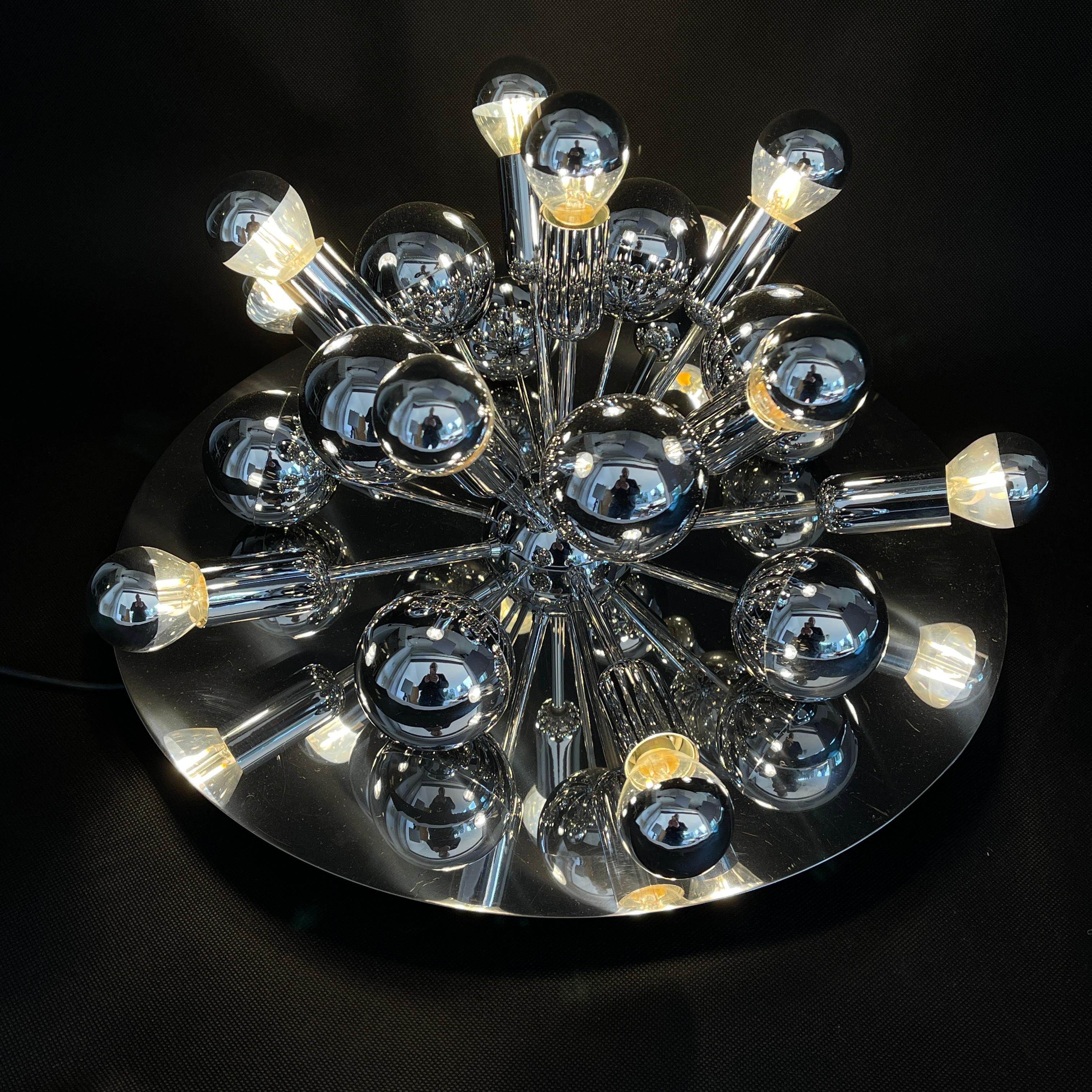 German Chrome Wall and Ceiling Lamp by Cosack, Sputnik, 1970s For Sale