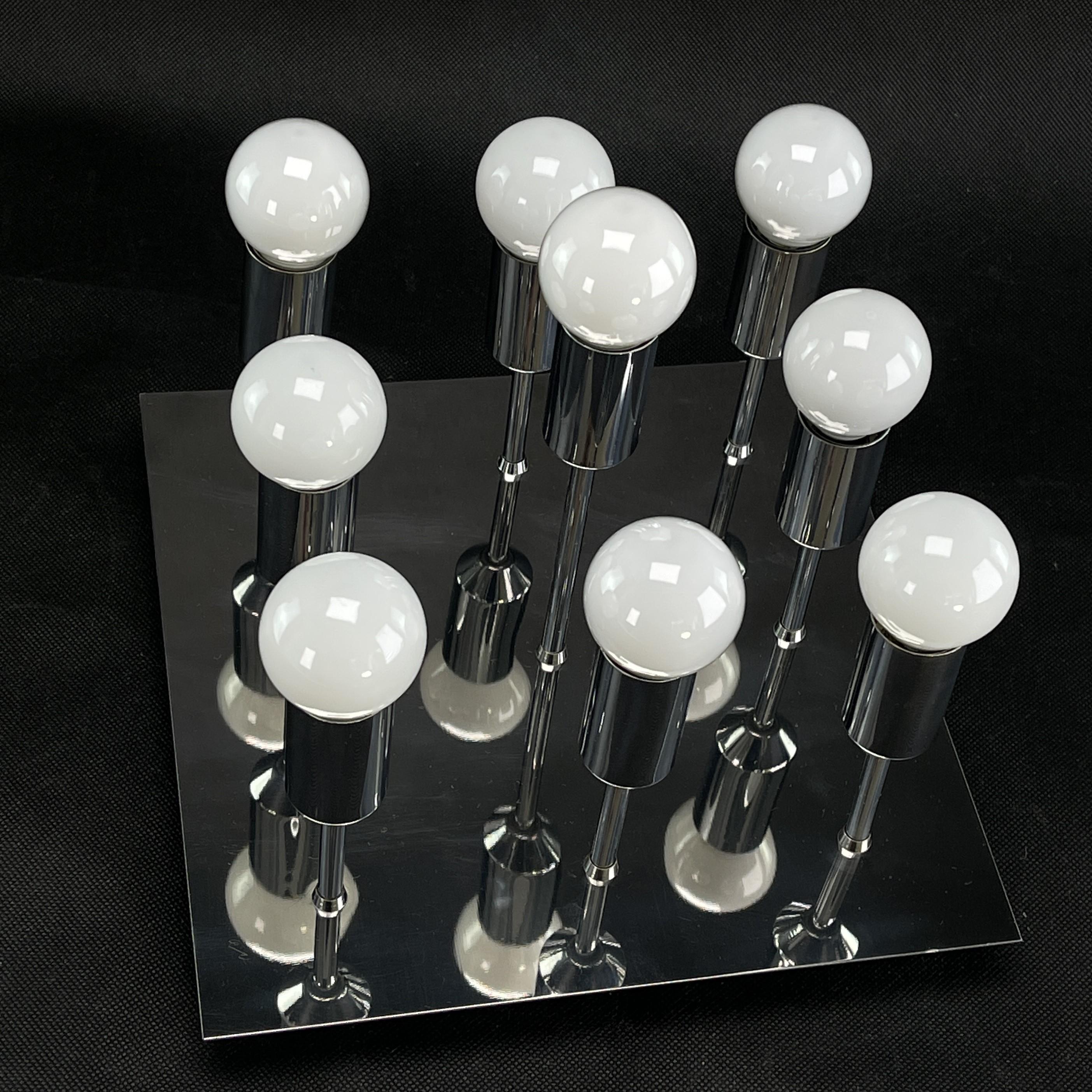 Lámpara de pared y techo cromada de Cosack, Sputnik, años 70 Alemán en venta