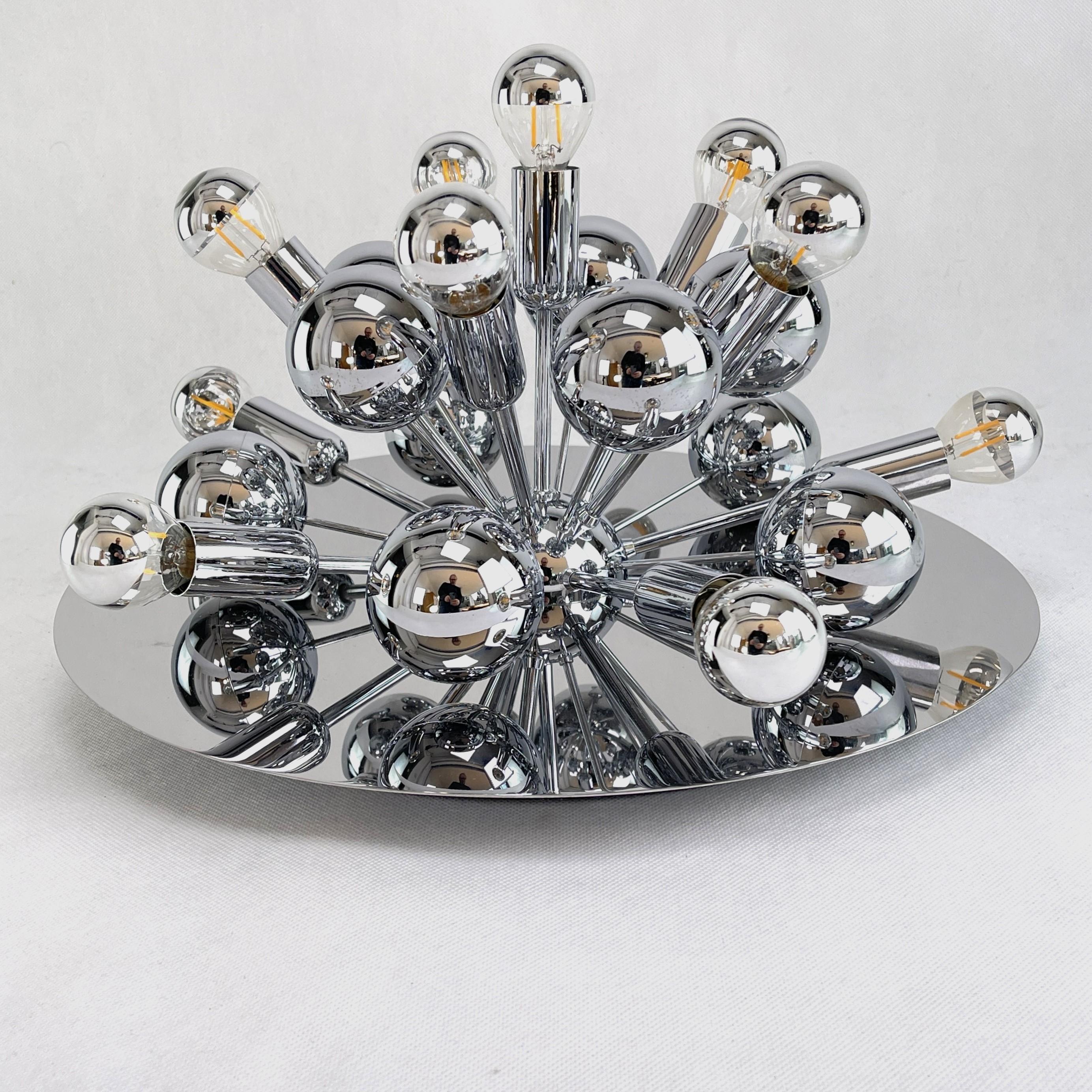 Chrome Wall and Ceiling Lamp by Cosack, Sputnik, 1970s In Good Condition For Sale In Saarburg, RP