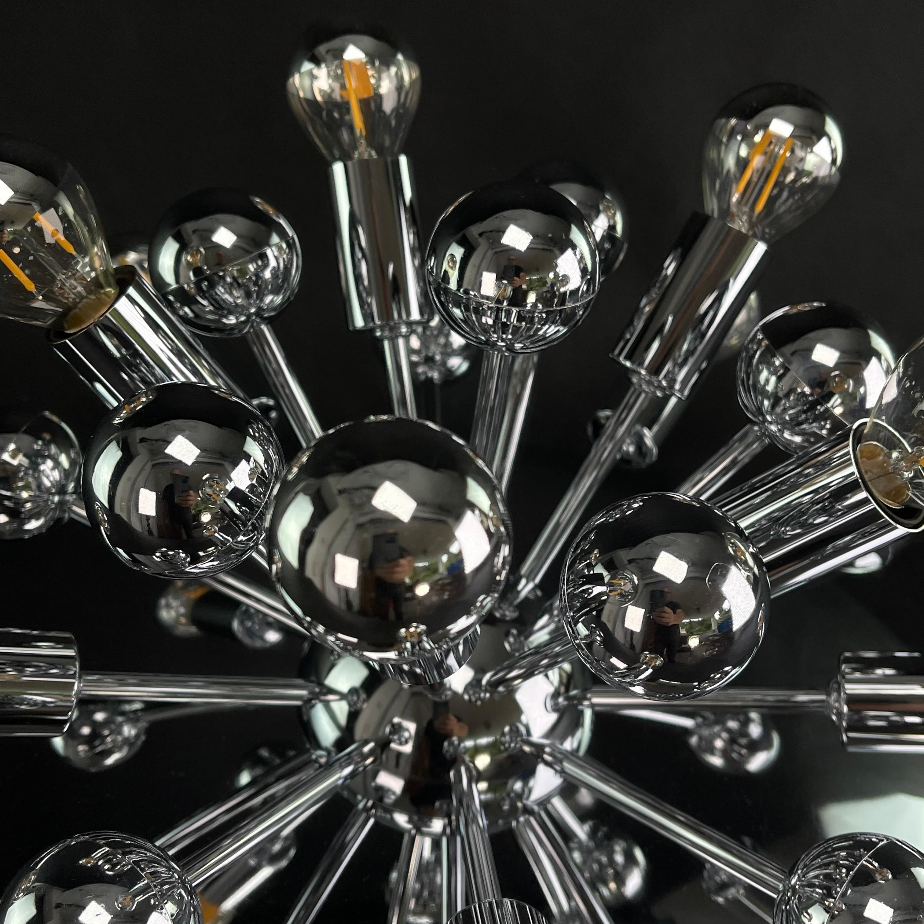 Chrome Wall and Ceiling Lamp by S.A. Boulanger, Sputnik, 1970s In Good Condition In Saarburg, RP