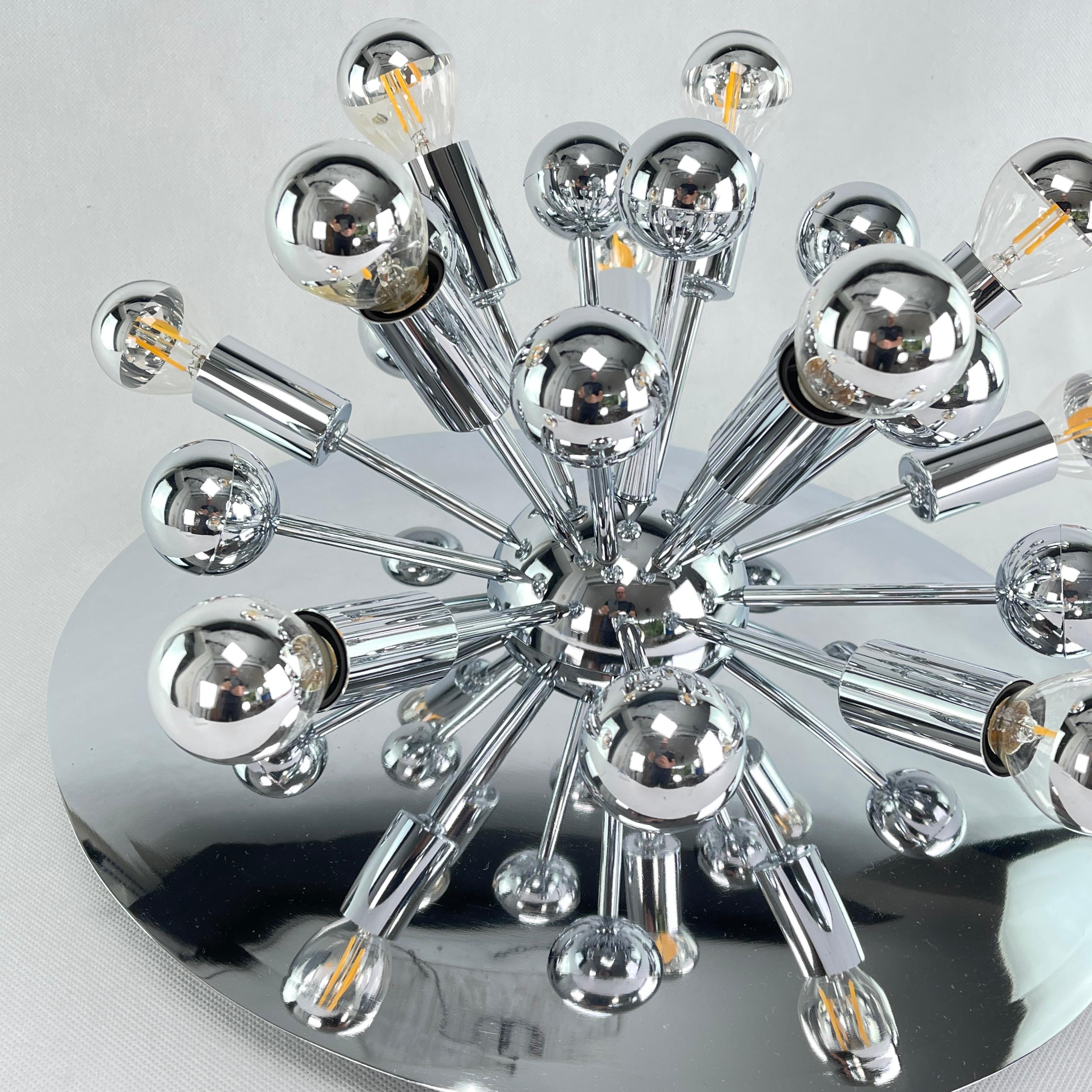 Late 20th Century Chrome Wall and Ceiling Lamp by S.A. Boulanger, Sputnik, 1970s