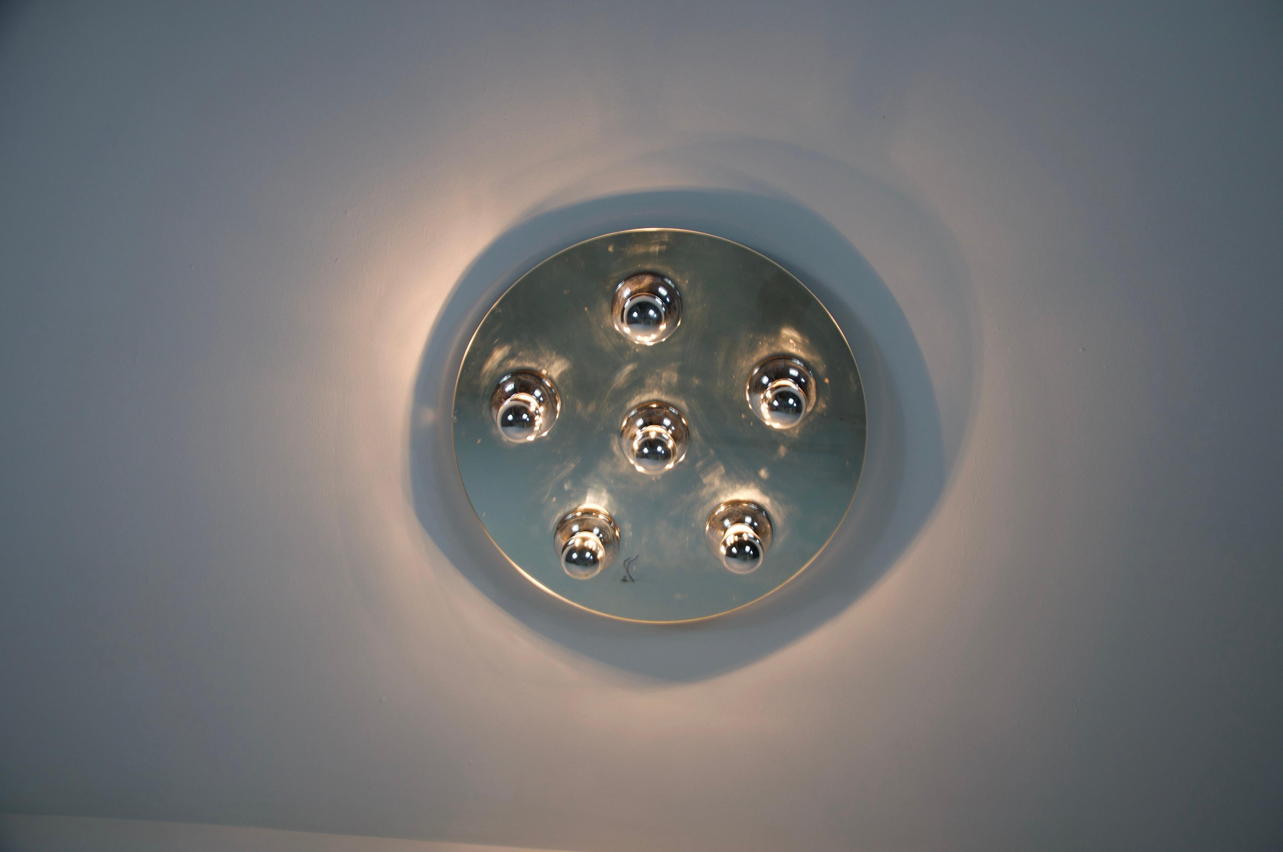 Mid-Century Modern Chrome Wall Lamp or Flushmount by Cosack, 1970s For Sale